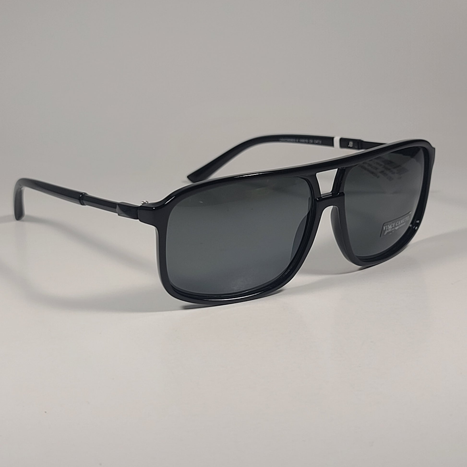 Vince Camuto Navigator Sunglasses Shiny Black Frame Gray Green Lens VM676 OX - Sunglasses