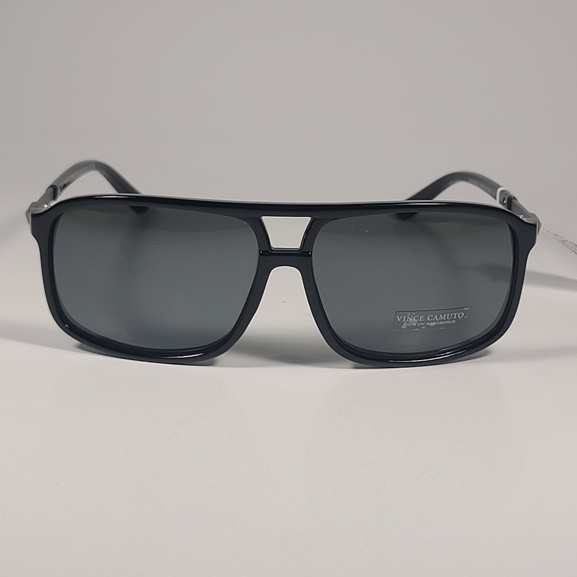 Vince Camuto Navigator Sunglasses Shiny Black Frame Gray Green Lens VM676 OX - Sunglasses