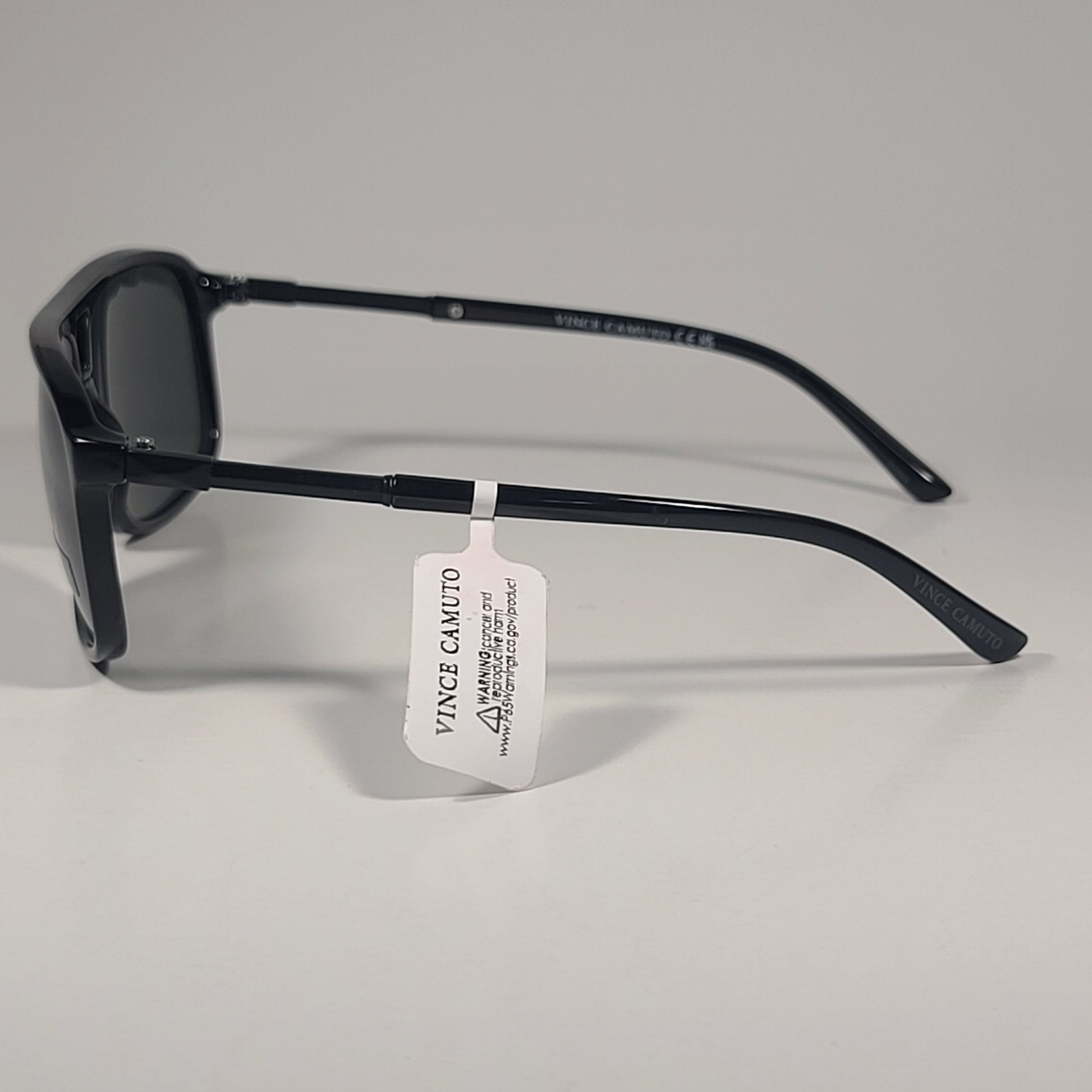 Vince Camuto Navigator Sunglasses Shiny Black Frame Gray Green Lens VM676 OX - Sunglasses