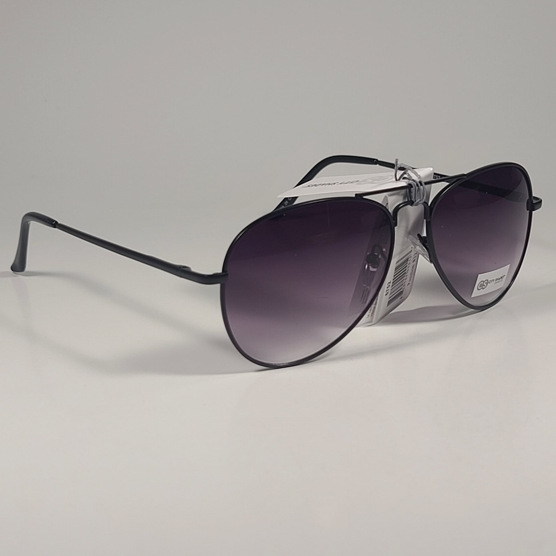 City Shades 6752 Pilot Sunglasses Matte Black Frame Smoke Gray Gradient Lens - Sunglasses
