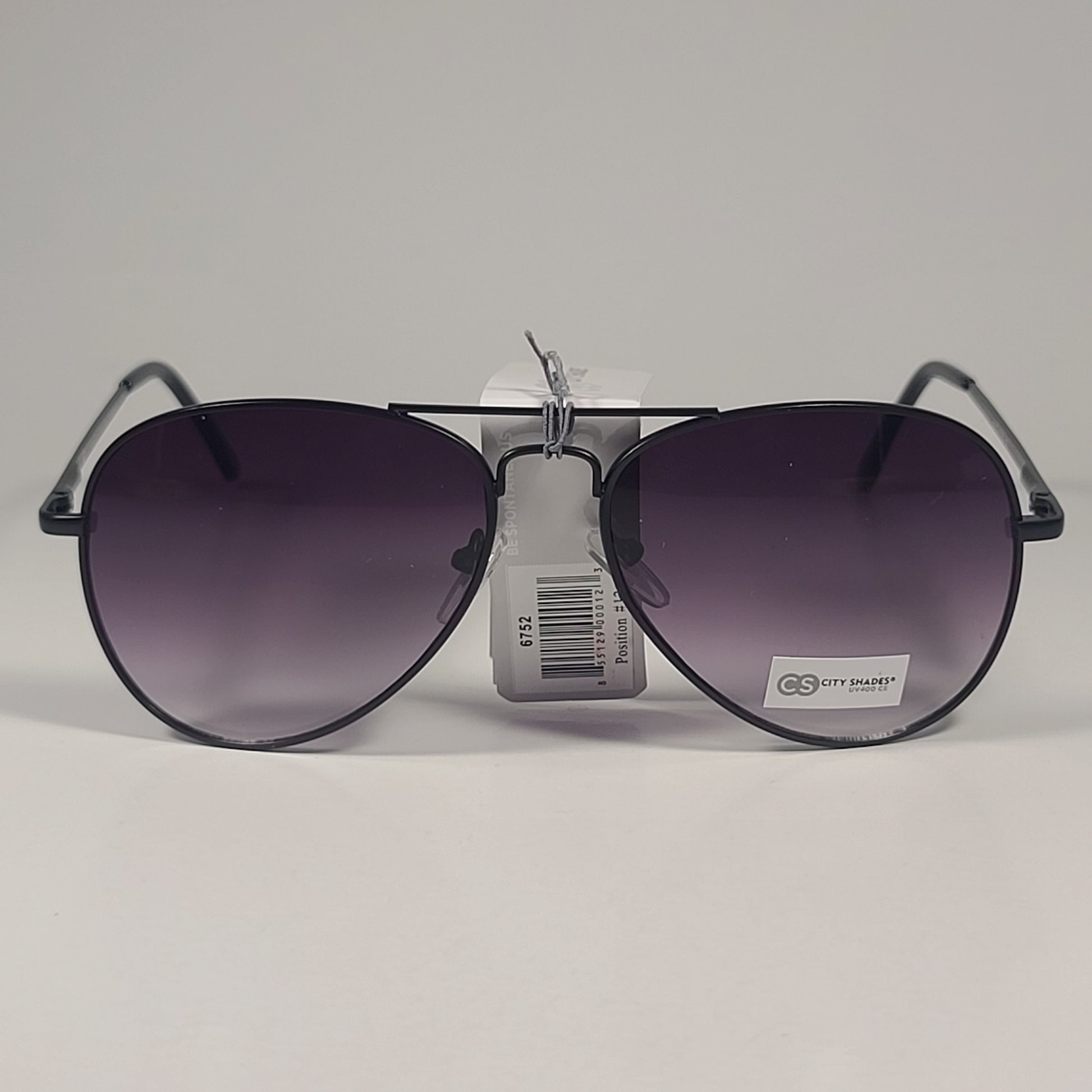 City Shades 6752 Pilot Sunglasses Matte Black Frame Smoke Gray Gradient Lens - Sunglasses