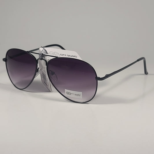 City Shades 6752 Pilot Sunglasses Matte Black Frame Smoke Gray Gradient Lens - Sunglasses