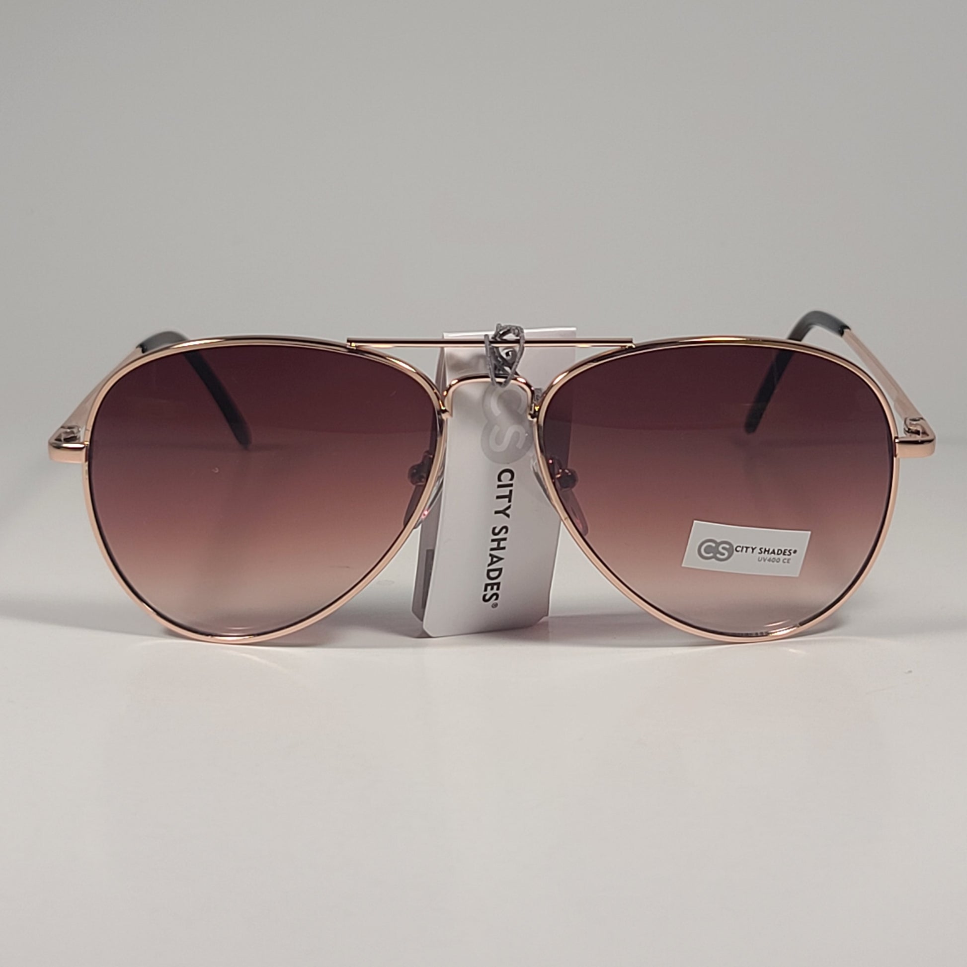 City Shades 6752 Pilot Sunglasses Gold Tone Metal Frame Brown Gradient Lens - Sunglasses