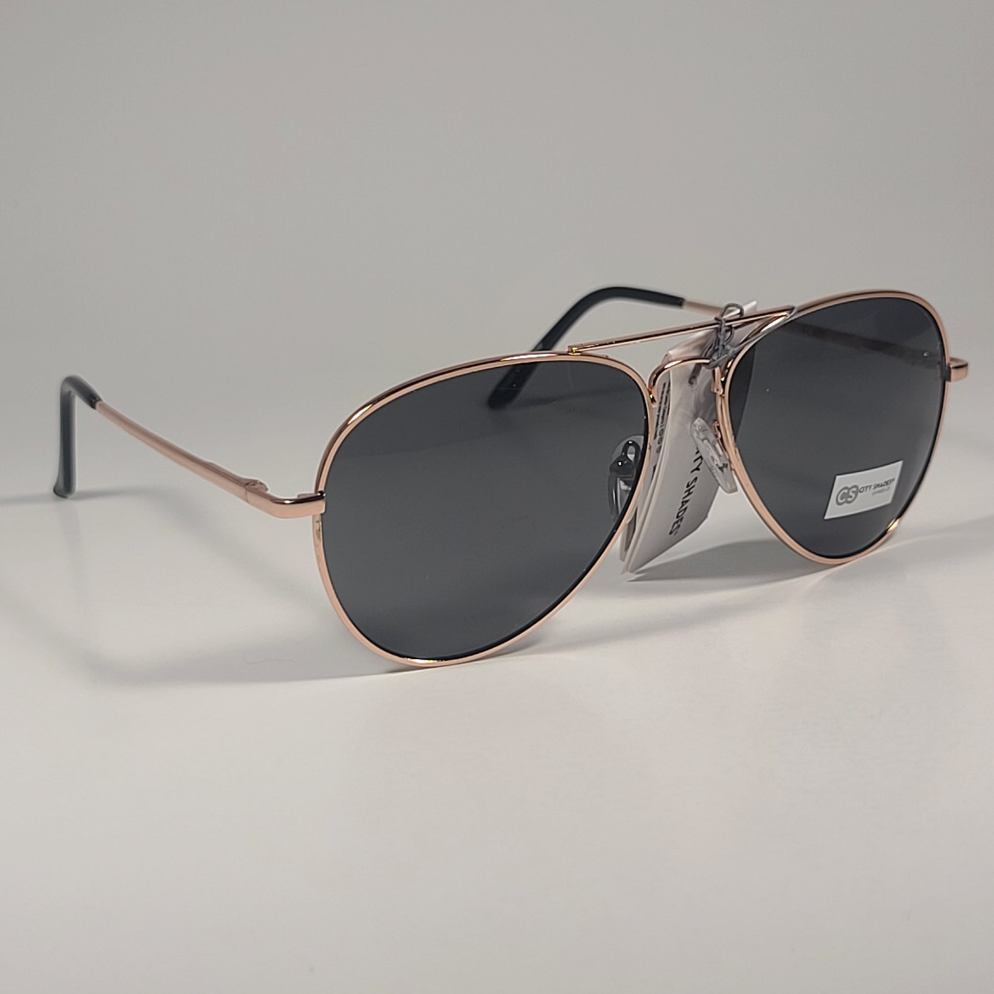 City Shades 6752 Pilot Sunglasses Gold Tone Metal Frame Green Tinted Lens - Sunglasses