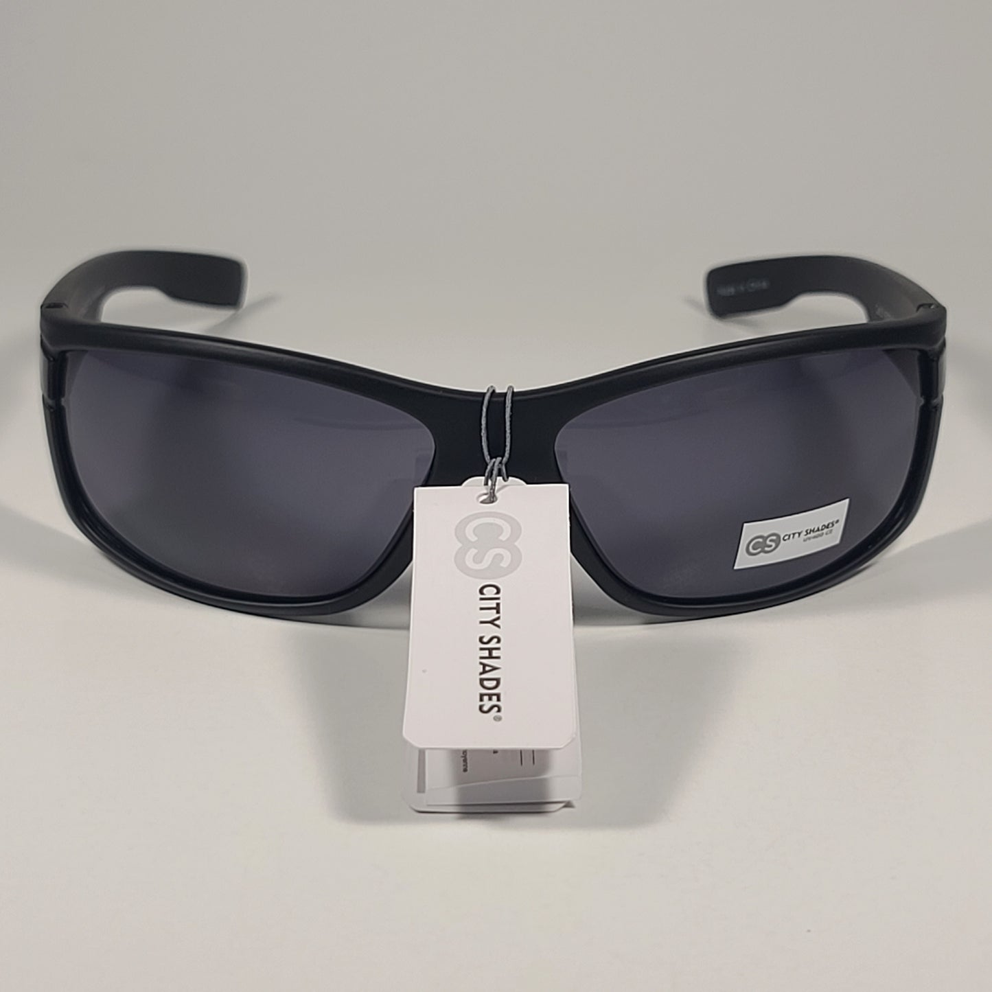 City Shades 6329 Sport Wrap Sunglasses Shiny Black Frame Gray Tinted Lens - Sunglasses