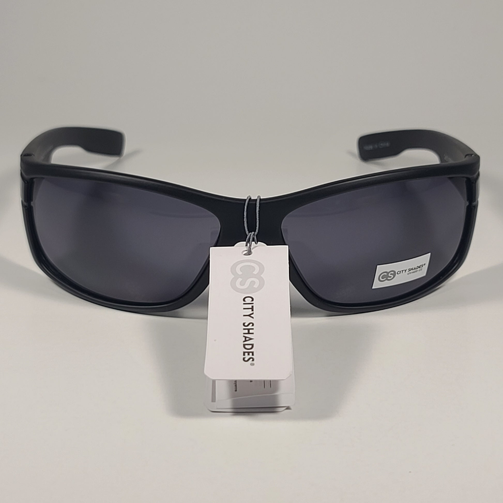 City Shades 6329 Sport Wrap Sunglasses Shiny Black Frame Gray Tinted Lens - Sunglasses