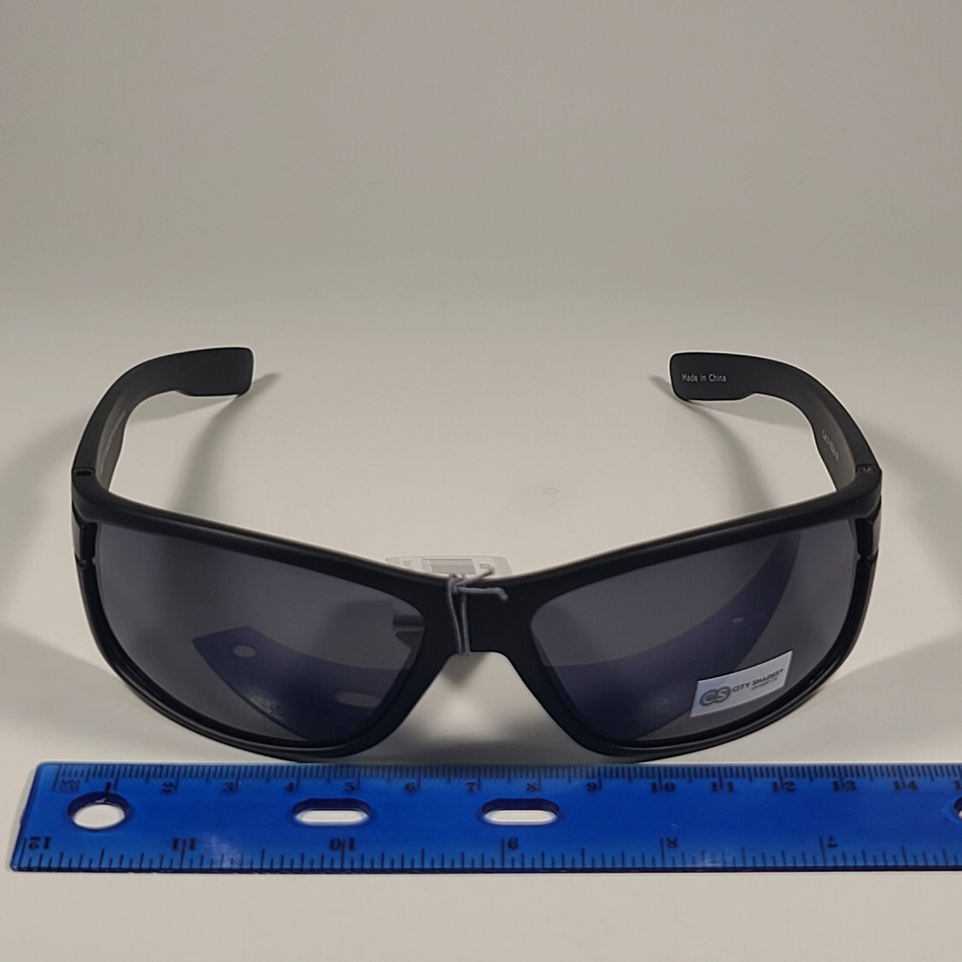 City Shades 6329 Sport Wrap Sunglasses Shiny Black Frame Gray Tinted Lens - Sunglasses