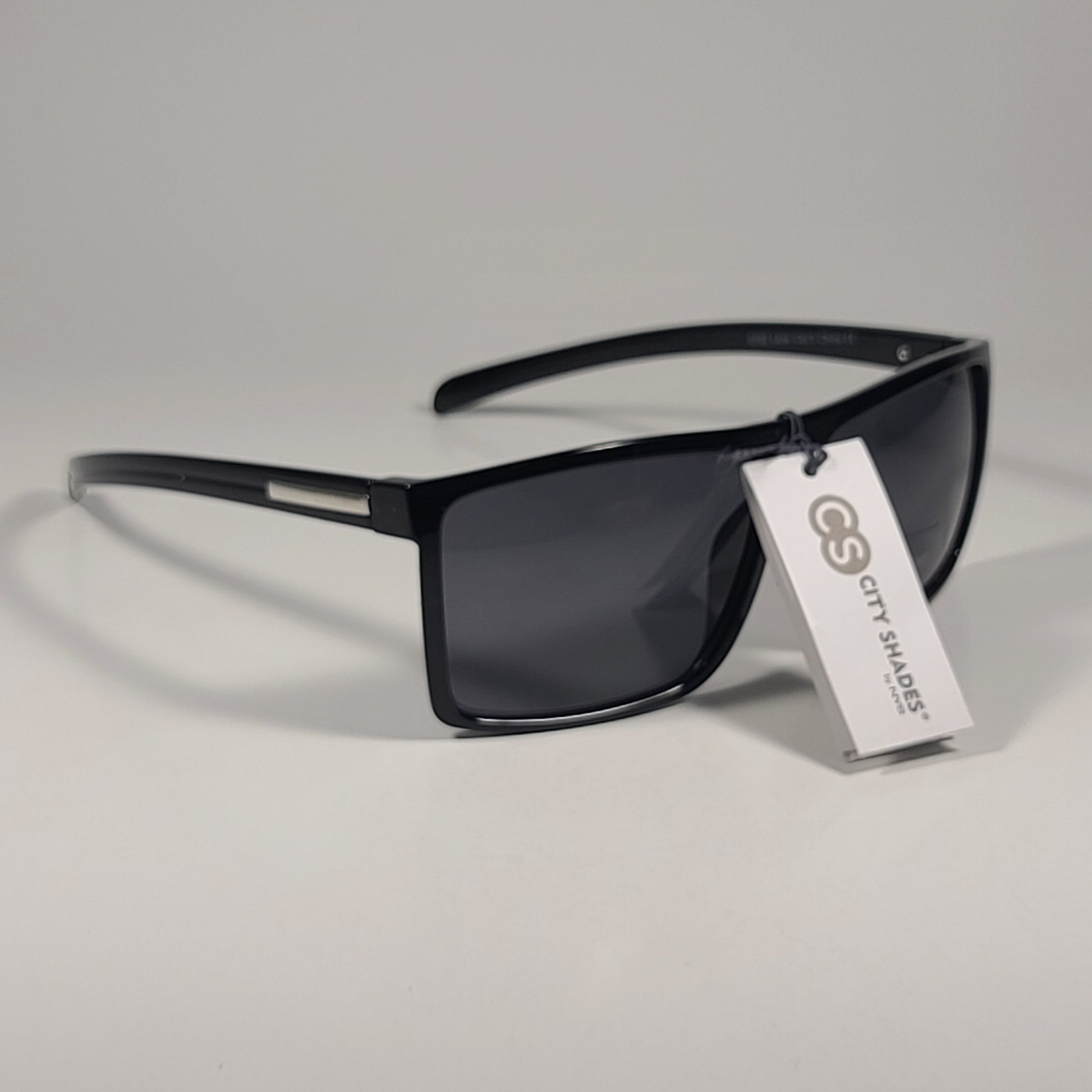 City Shades 6182 Square Sport Sunglasses Black Plastic Frame Gray Tinted Lens - Sunglasses