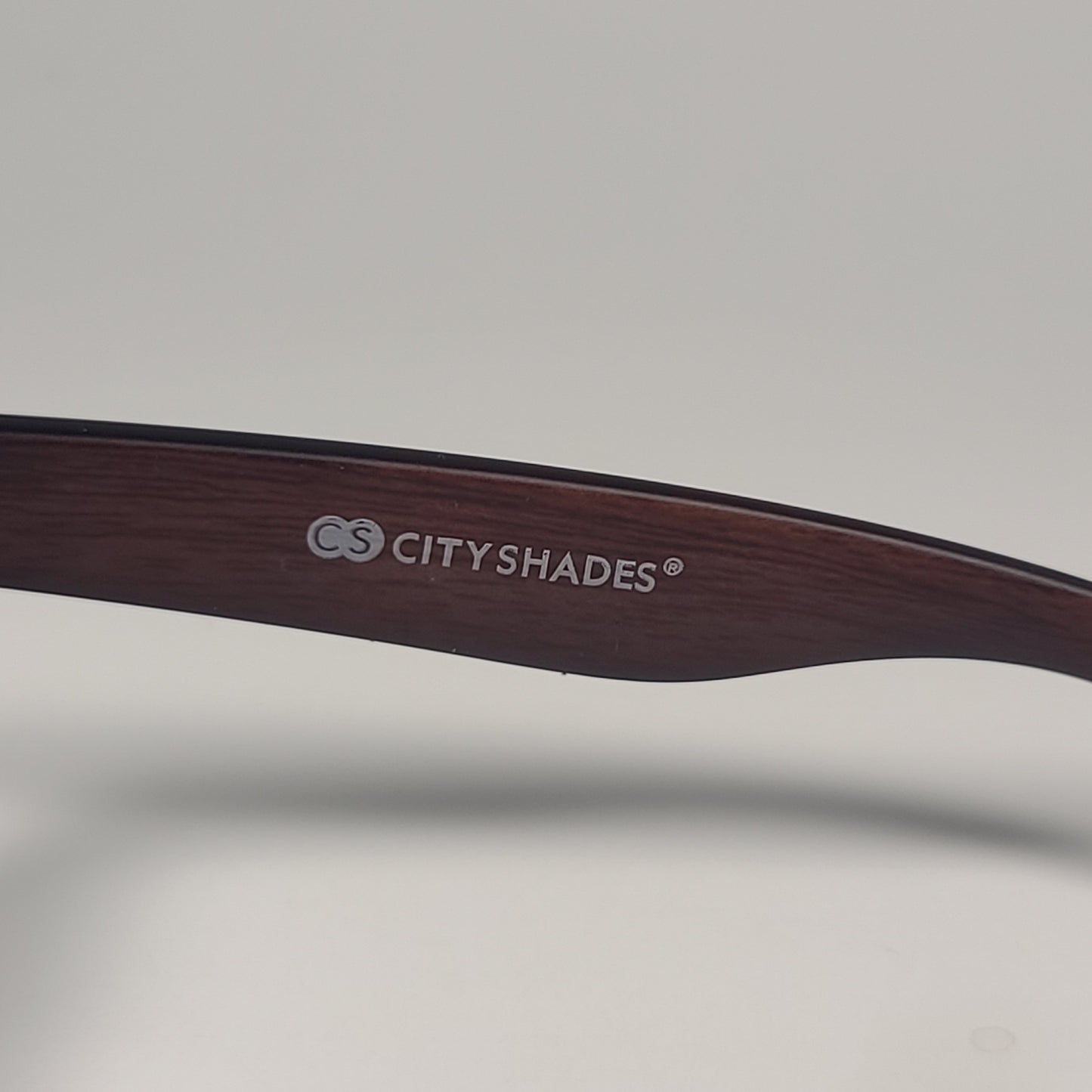 City Shades 6732-78 Square Sunglasses Matte Black Wood Frame Gray Tinted Lens - Sunglasses