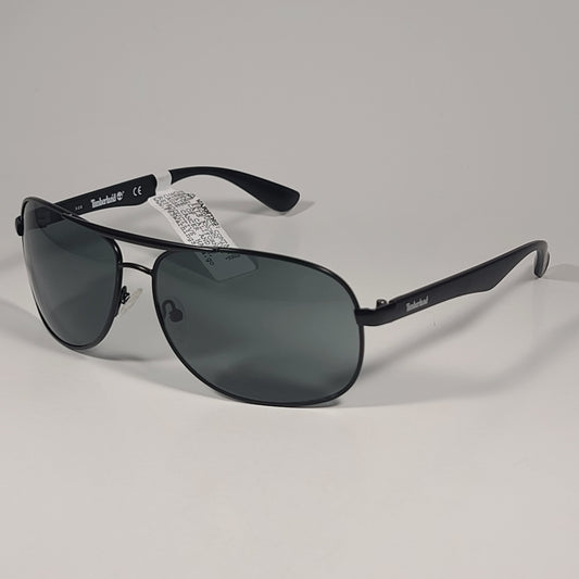 Timberland Aviator Sunglasses Matte Black Frame Green Lens TB7151 02N - Sunglasses