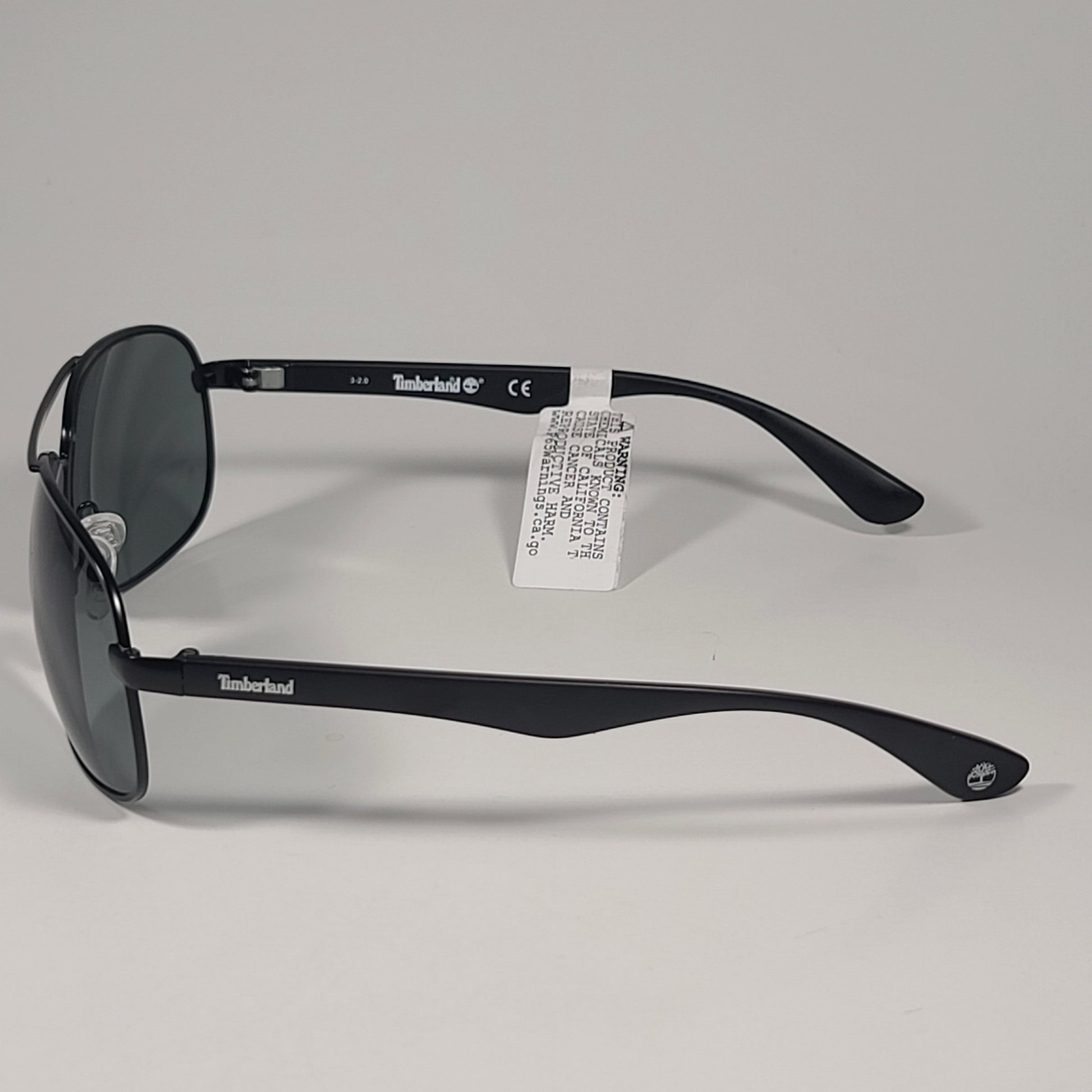 Timberland Aviator Sunglasses Matte Black Frame Green Lens TB7151 02N - Sunglasses