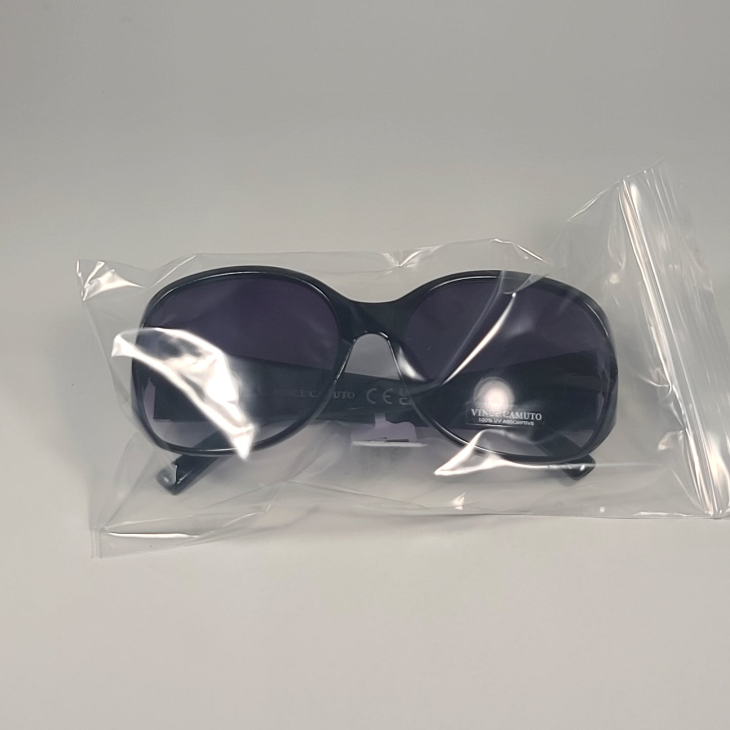 Vince Camuto VC1197 OX Vented Oval Sunglasses Black Frame Smoke Gradient Lens - Sunglasses