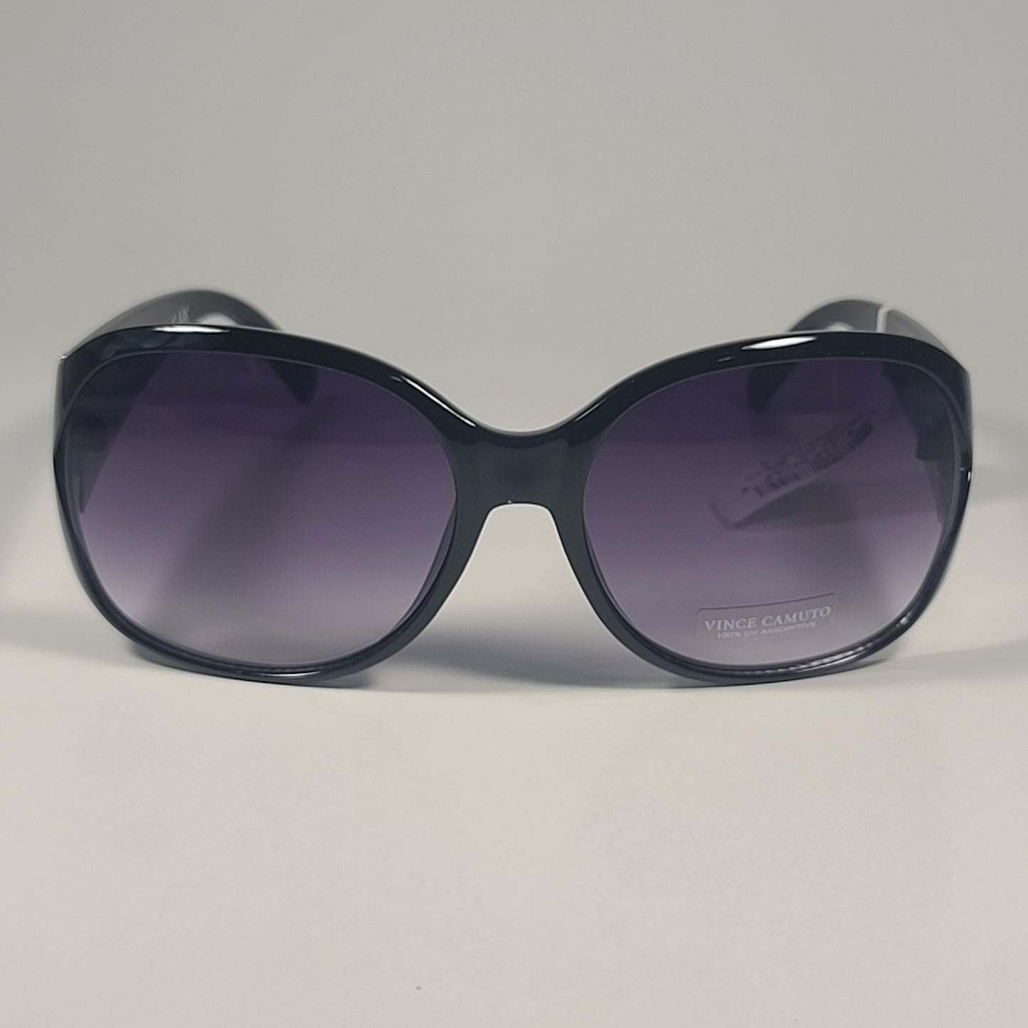 Vince Camuto VC1197 OX Vented Oval Sunglasses Black Frame Smoke Gradient Lens - Sunglasses