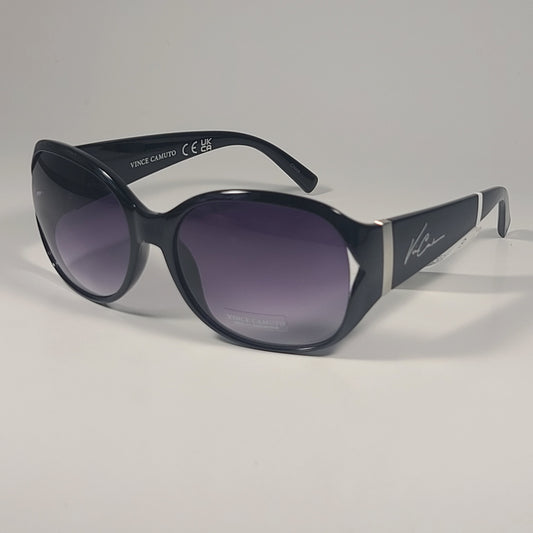 Vince Camuto VC1197 OX Vented Oval Sunglasses Black Frame Smoke Gradient Lens - Sunglasses