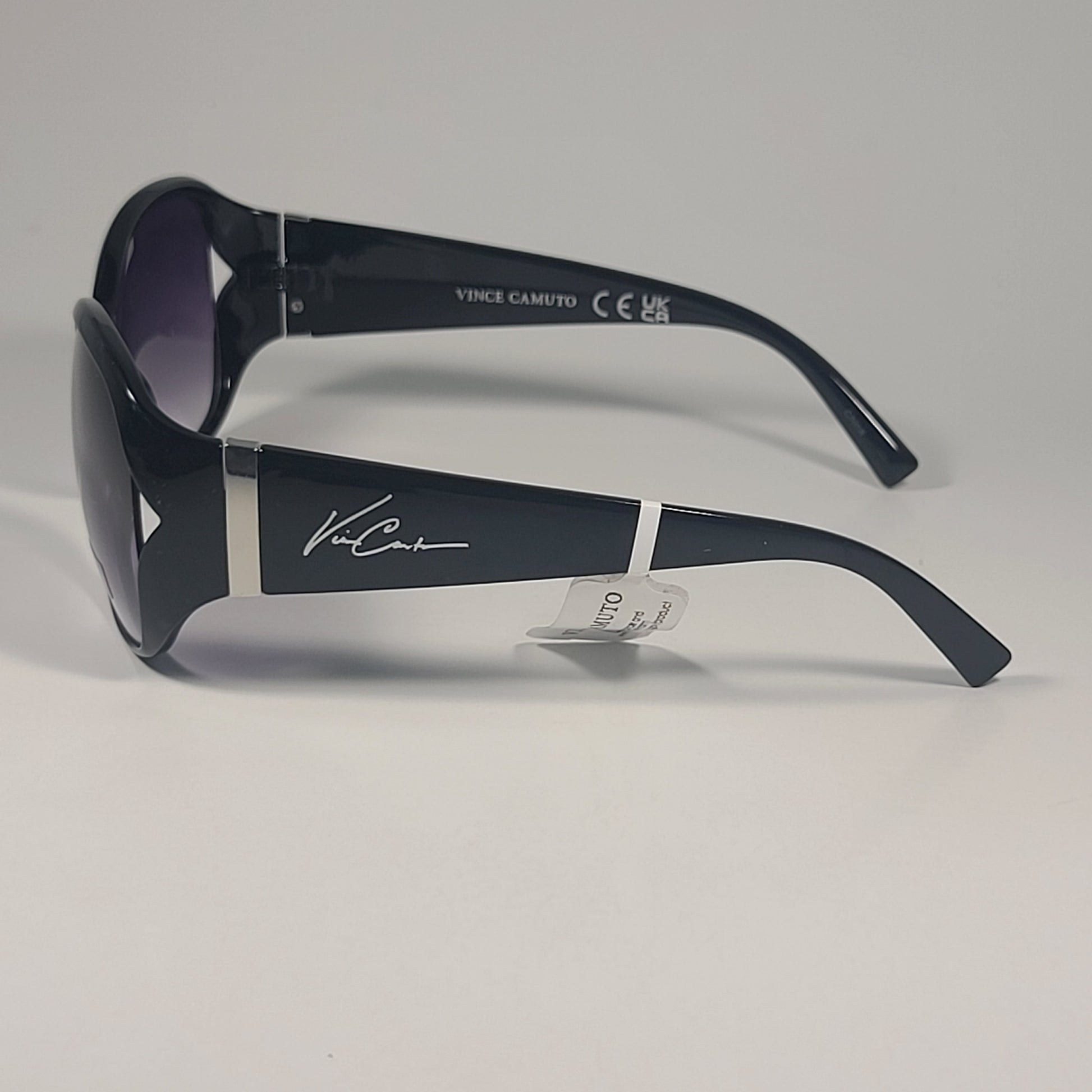 Vince Camuto VC1197 OX Vented Oval Sunglasses Black Frame Smoke Gradient Lens - Sunglasses