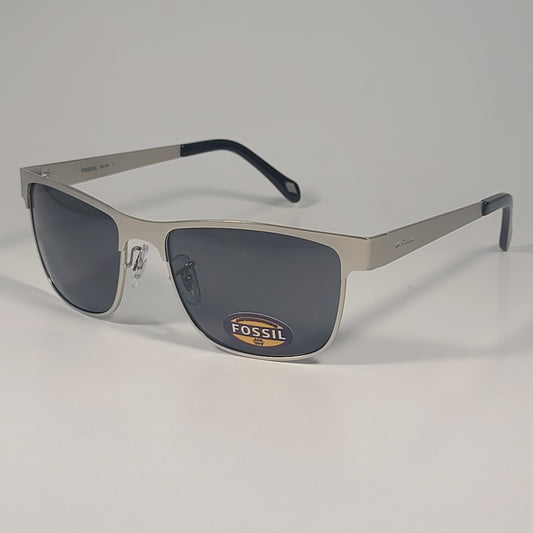 Fossil FM148 Men’s Rectangular Sunglasses Silver Metal Frame Gray Lens 57mm - Sunglasses