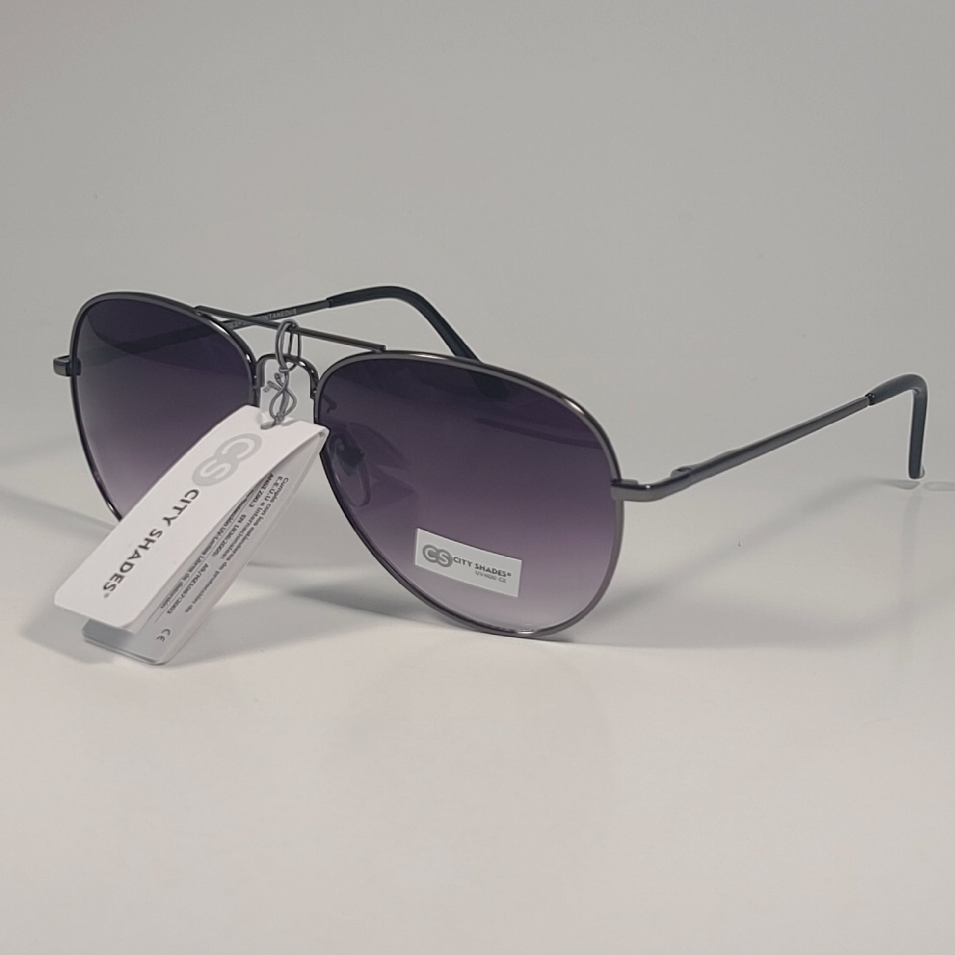 City Shades 6752 Pilot Sunglasses Gunmetal Frame Smoke Gray Gradient Lens - Sunglasses