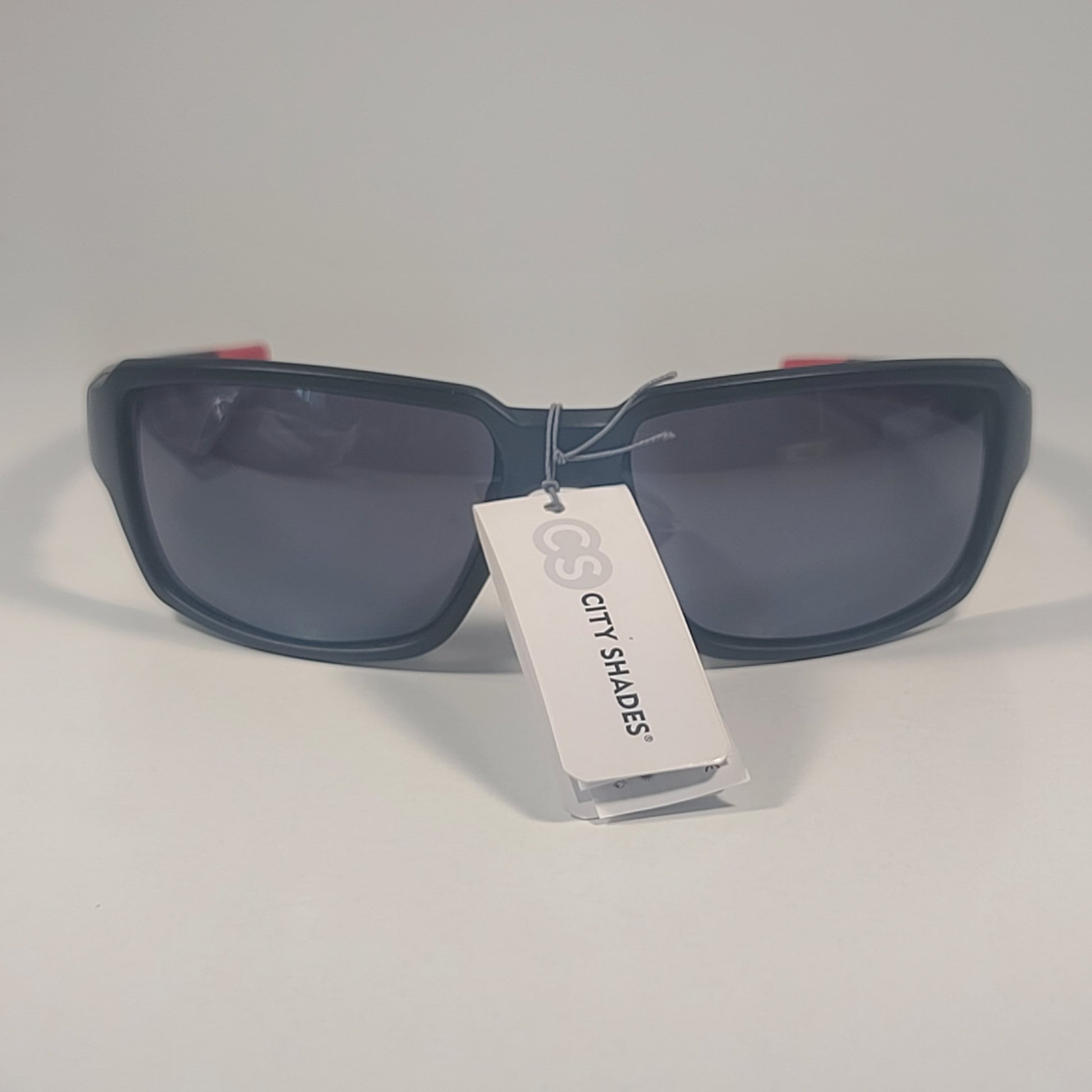 City Shades 6258 Sport Wrap Sunglasses Matte Black & Red Frame Gray Tinted Lens - Sunglasses