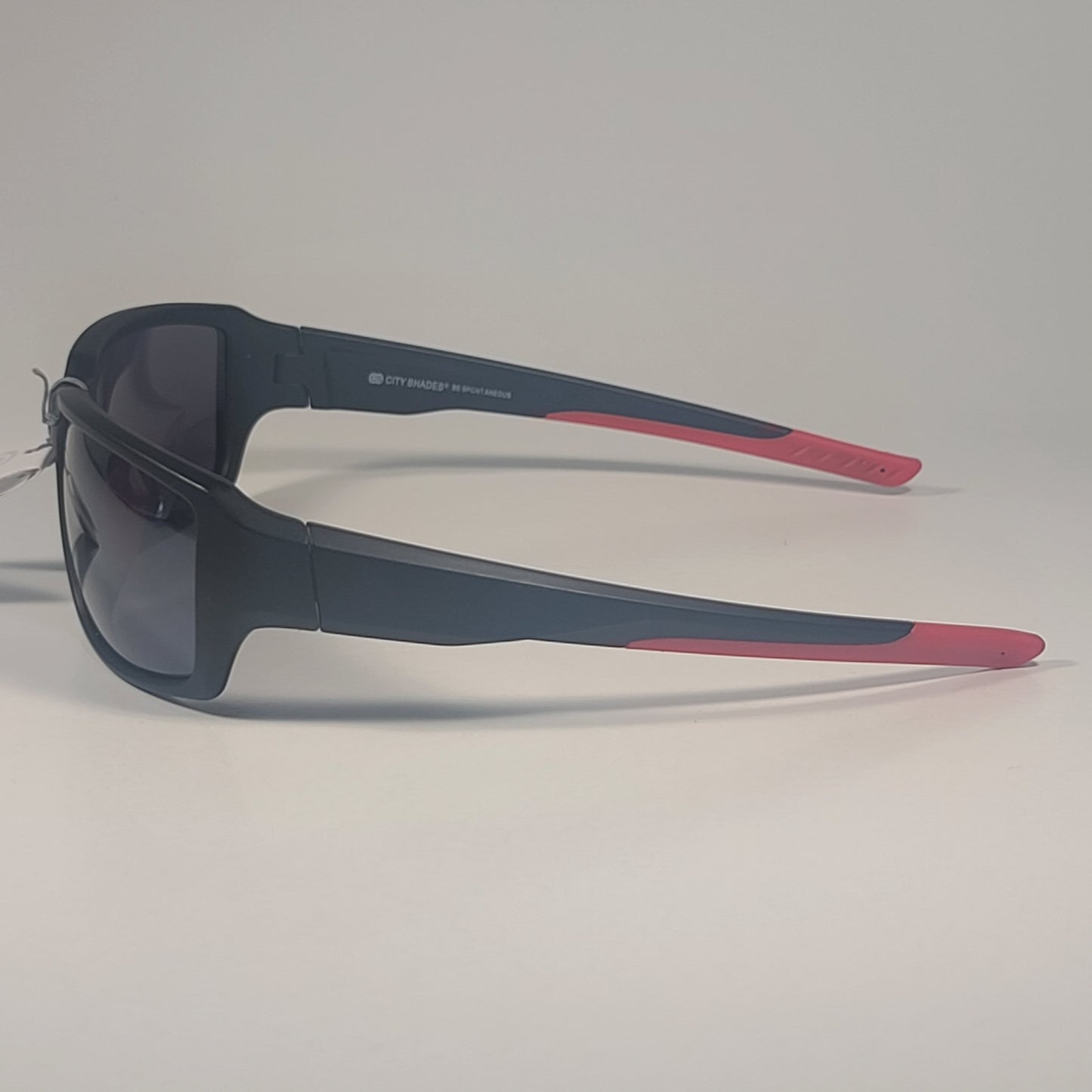 City Shades 6258 Sport Wrap Sunglasses Matte Black & Red Frame Gray Tinted Lens - Sunglasses
