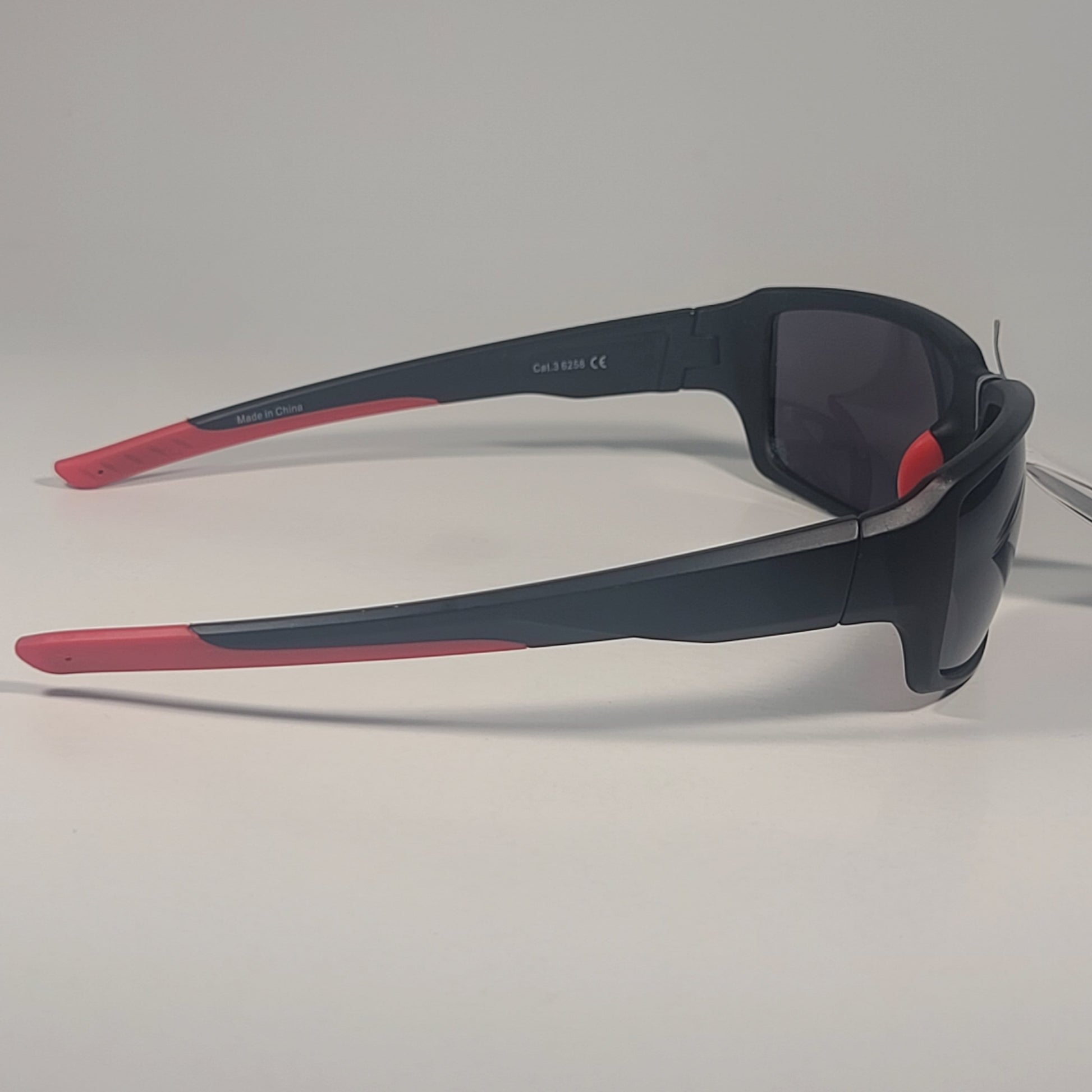 City Shades 6258 Sport Wrap Sunglasses Matte Black & Red Frame Gray Tinted Lens - Sunglasses
