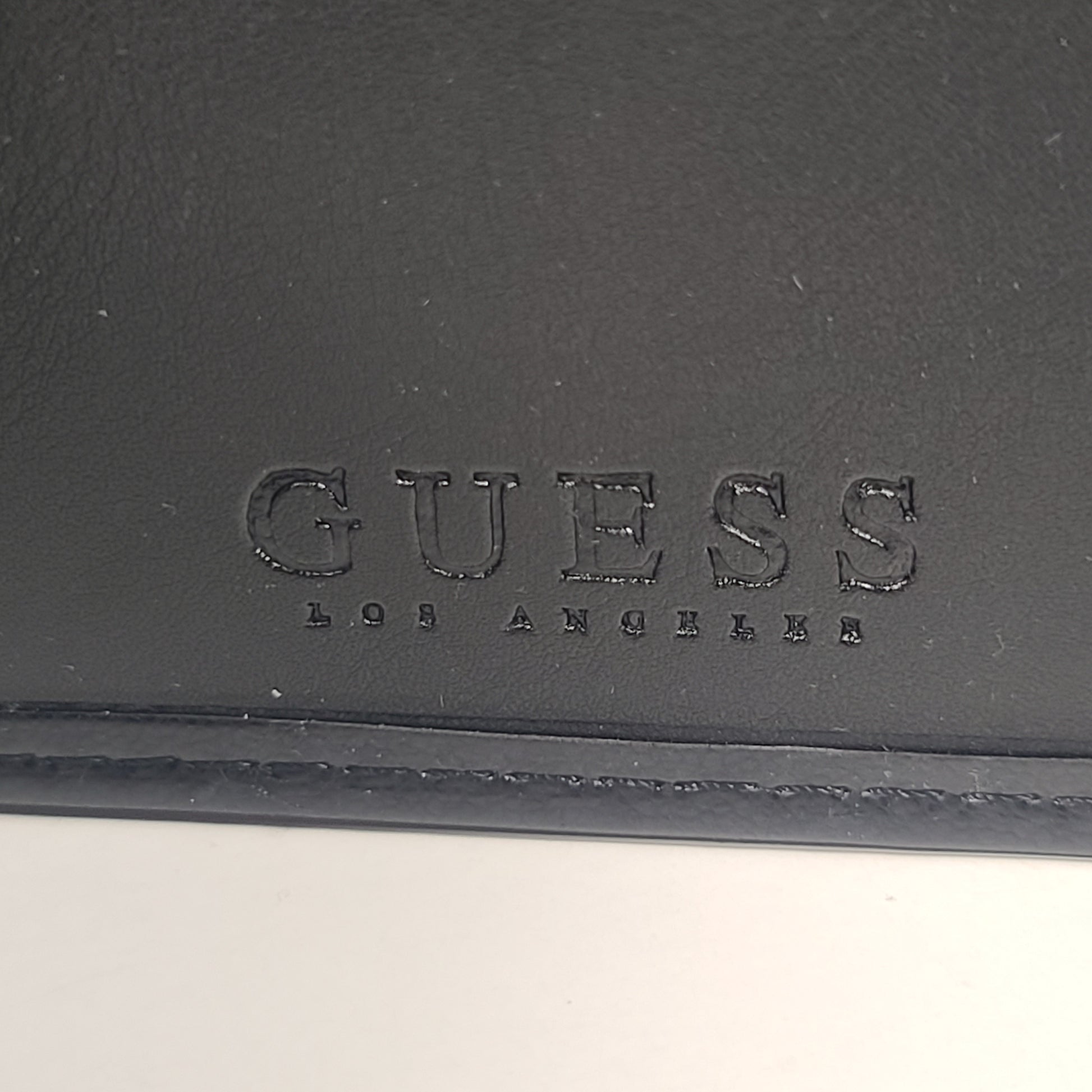 Guess Los Angeles Men’s Bifold Wallet Faux Black Red Stitching Logo 31GO130040 - Wallets
