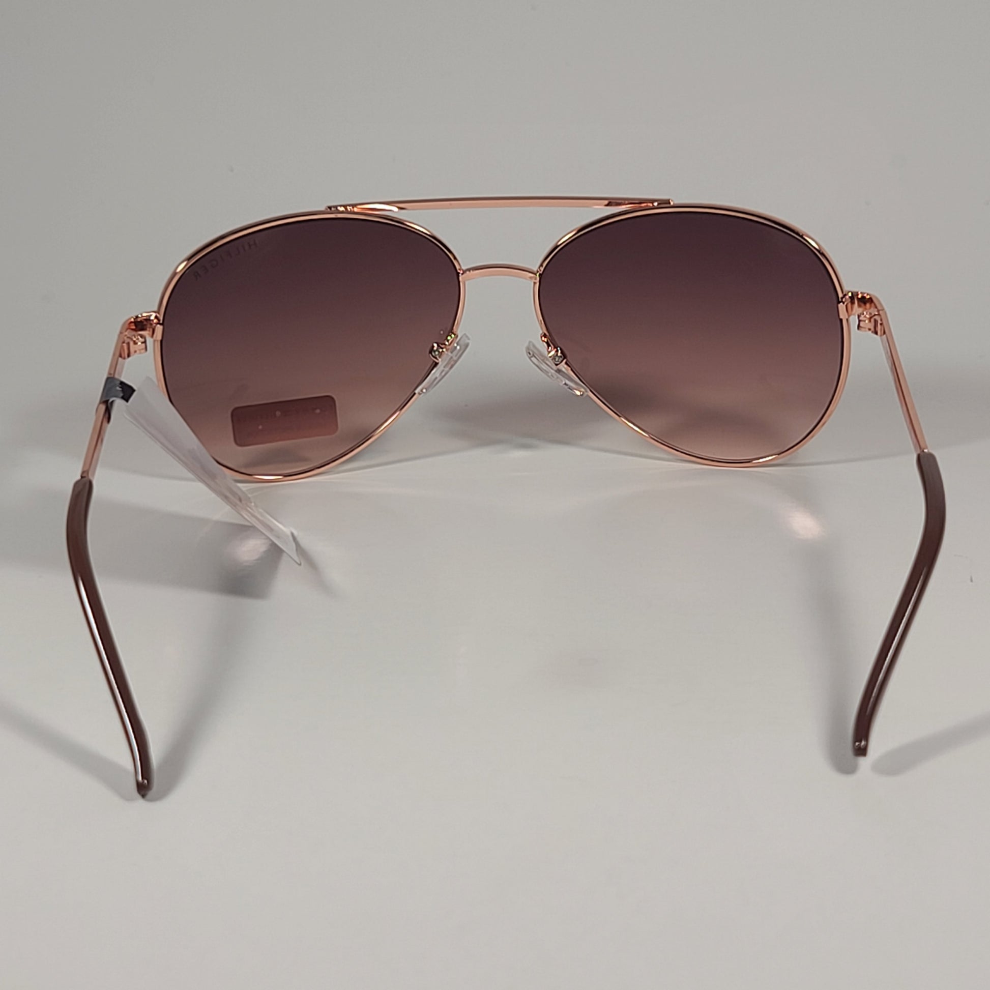 Tommy Hilfiger WM OL627 Aviator Sunglasses Rose Gold Frame Brown Gradient Lens - Sunglasses