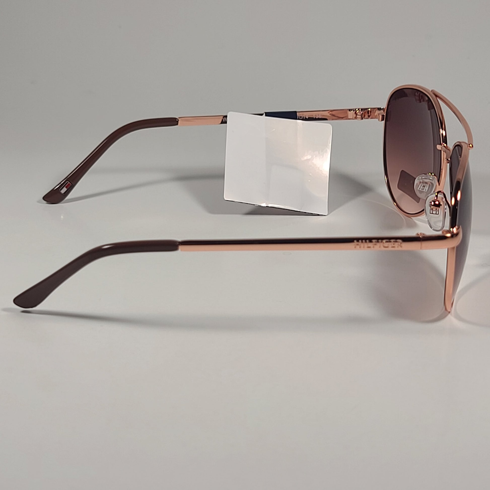 Tommy Hilfiger WM OL627 Aviator Sunglasses Rose Gold Frame Brown Gradient Lens - Sunglasses