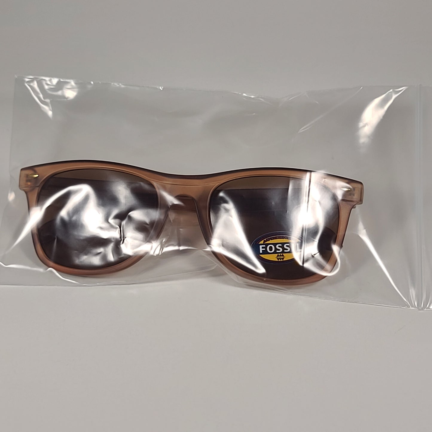 Fossil FM150 Men’s Square Sunglasses Orange Crystal Frame Brown Lens 54mm - Sunglasses