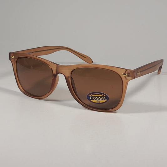Fossil FM150 Men’s Square Sunglasses Orange Crystal Frame Brown Lens 54mm - Sunglasses