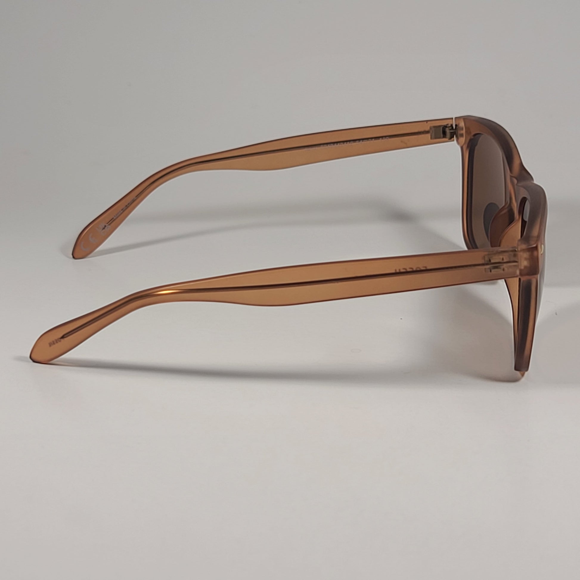 Fossil FM150 Men’s Square Sunglasses Orange Crystal Frame Brown Lens 54mm - Sunglasses