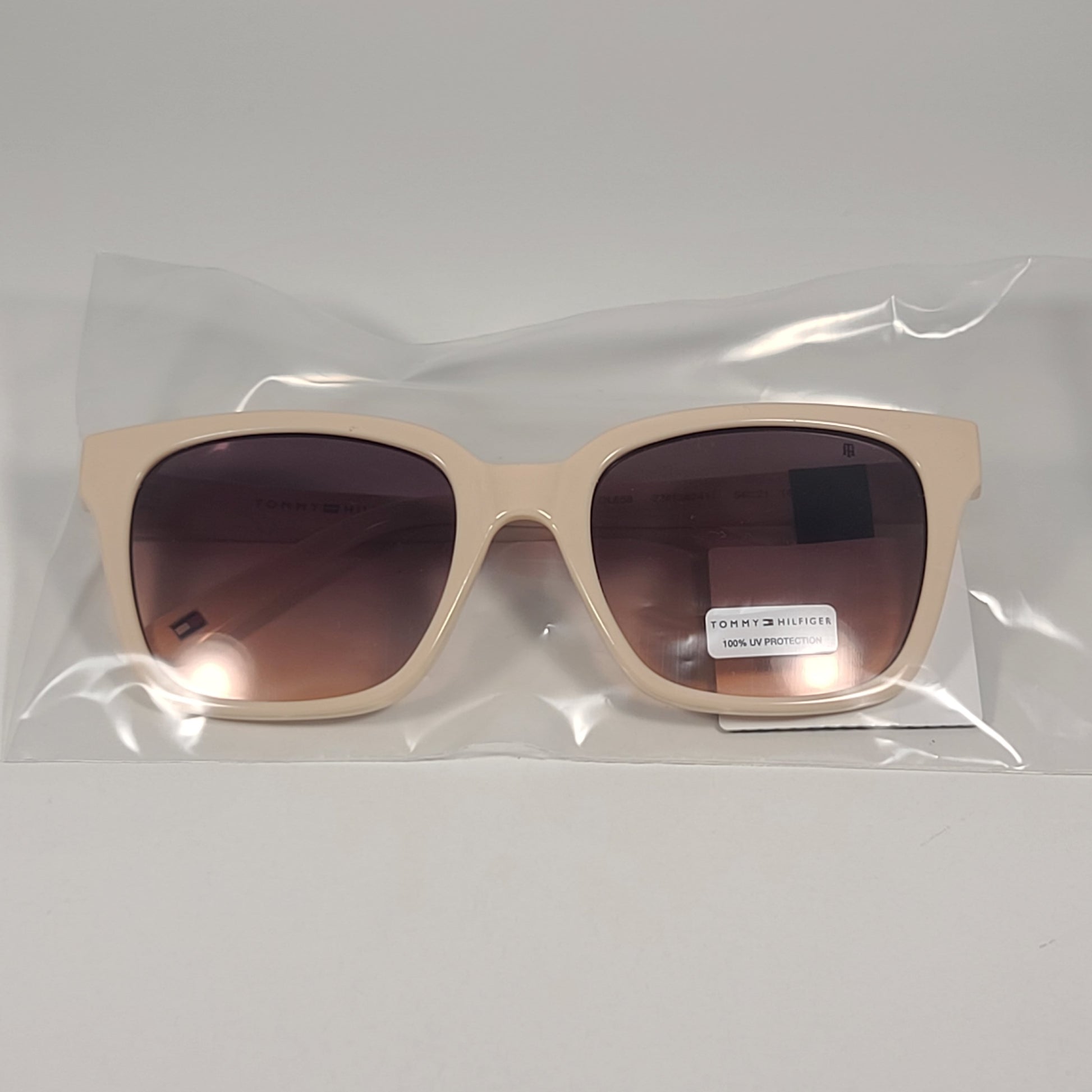 Tommy Hilfiger WP OL658 Cat Eye Sunglasses Beige Frame Brown Lens 54mm - Sunglasses