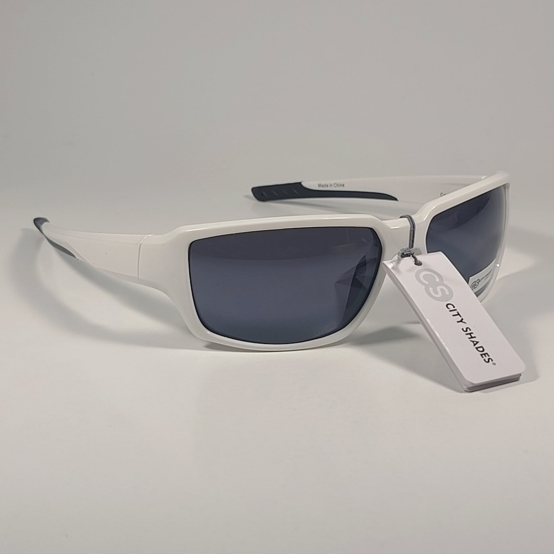City Shades 6258 Sport Wrap Sunglasses White Frame Gray Tinted Lens - Sunglasses