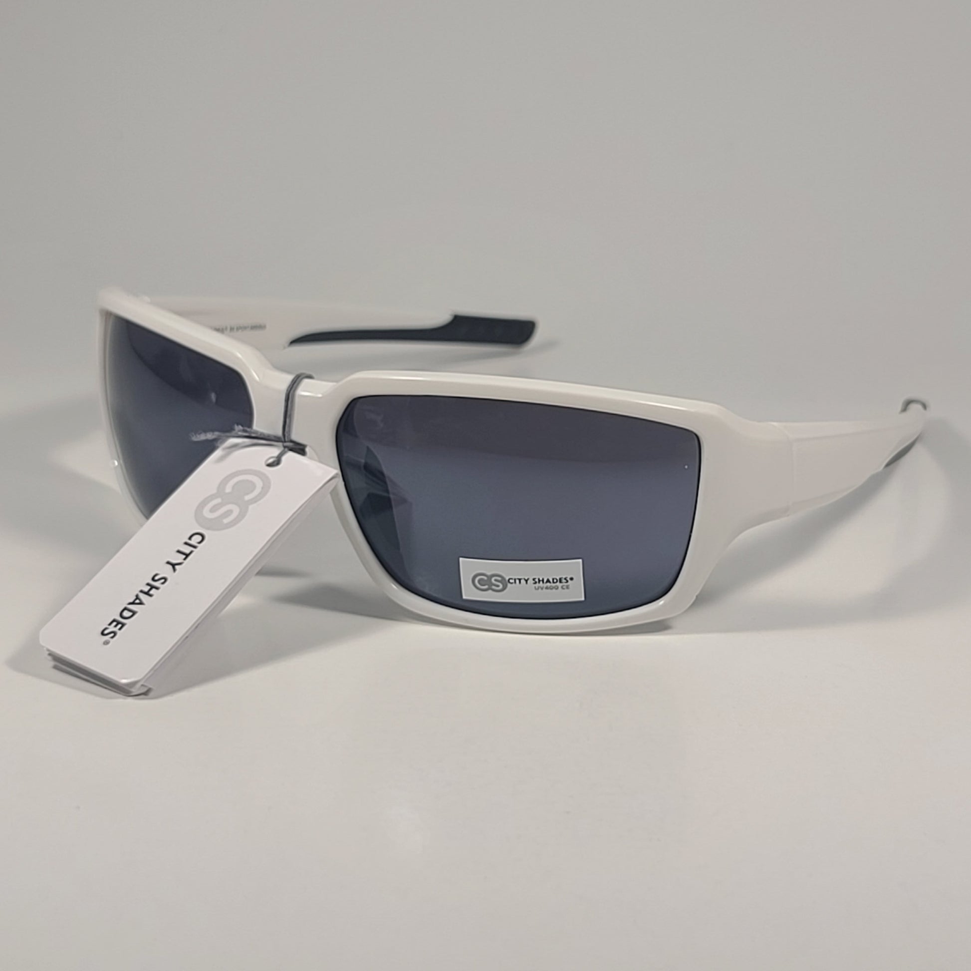 City Shades 6258 Sport Wrap Sunglasses White Frame Gray Tinted Lens - Sunglasses