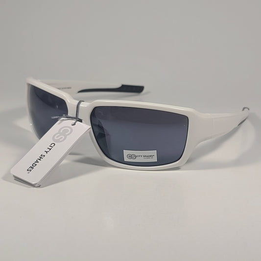 City Shades 6258 Sport Wrap Sunglasses White Frame Gray Tinted Lens - Sunglasses