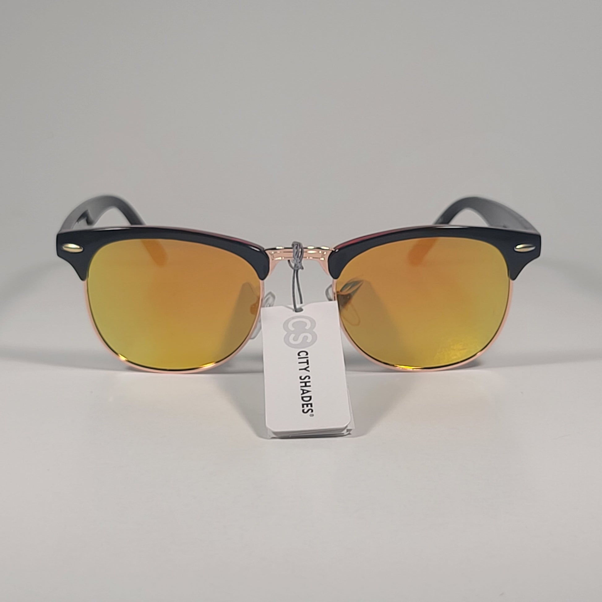City Shades 6694-22 Club Sunglasses Tortoise Gold Frame Orange Coral Mirror Lens - Sunglasses