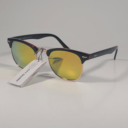 City Shades 6694-22 Club Sunglasses Tortoise Gold Frame Orange Coral Mirror Lens - Sunglasses