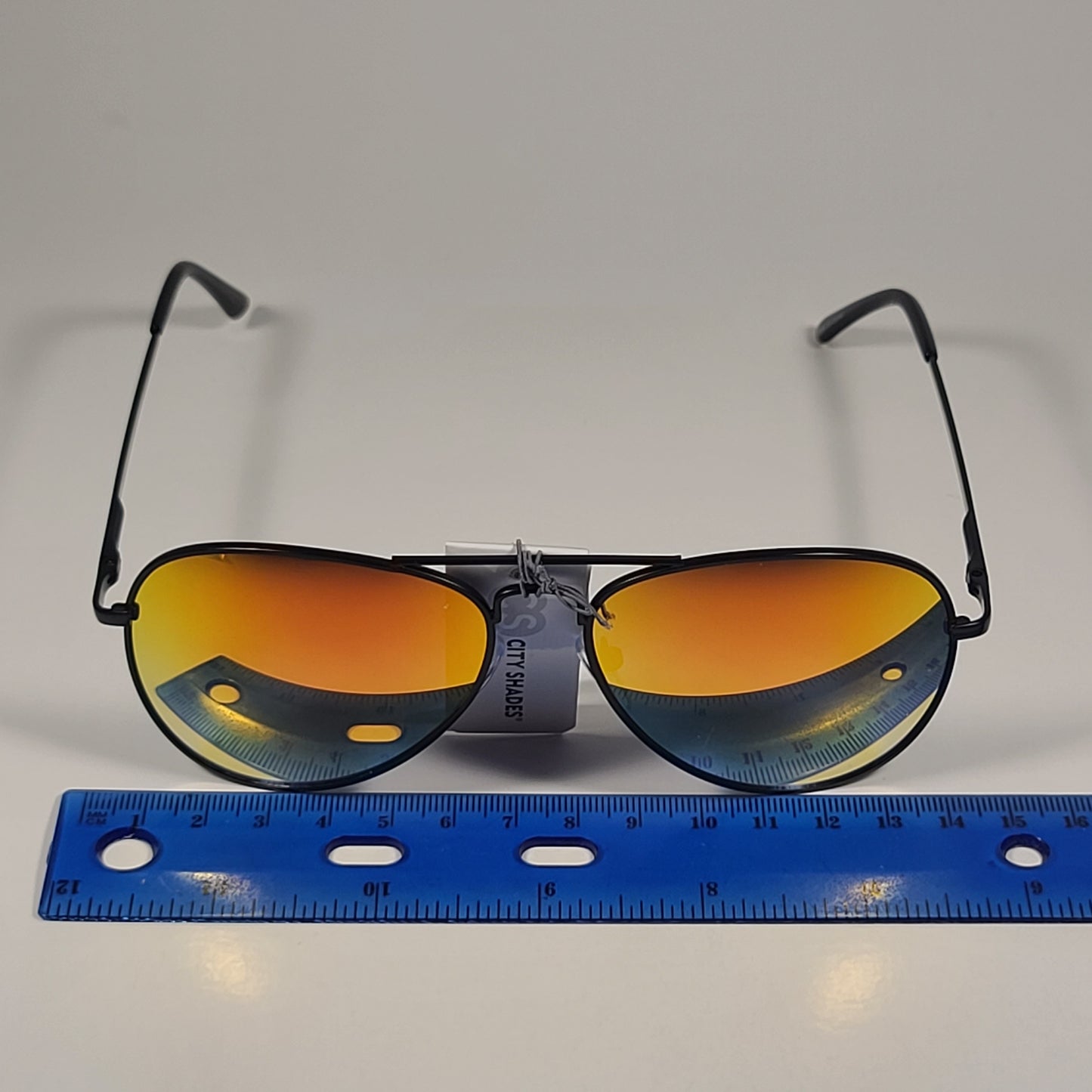 City Shades 6752-72 Pilot Sunglasses Black Frame Orange Mirror Lens - Sunglasses
