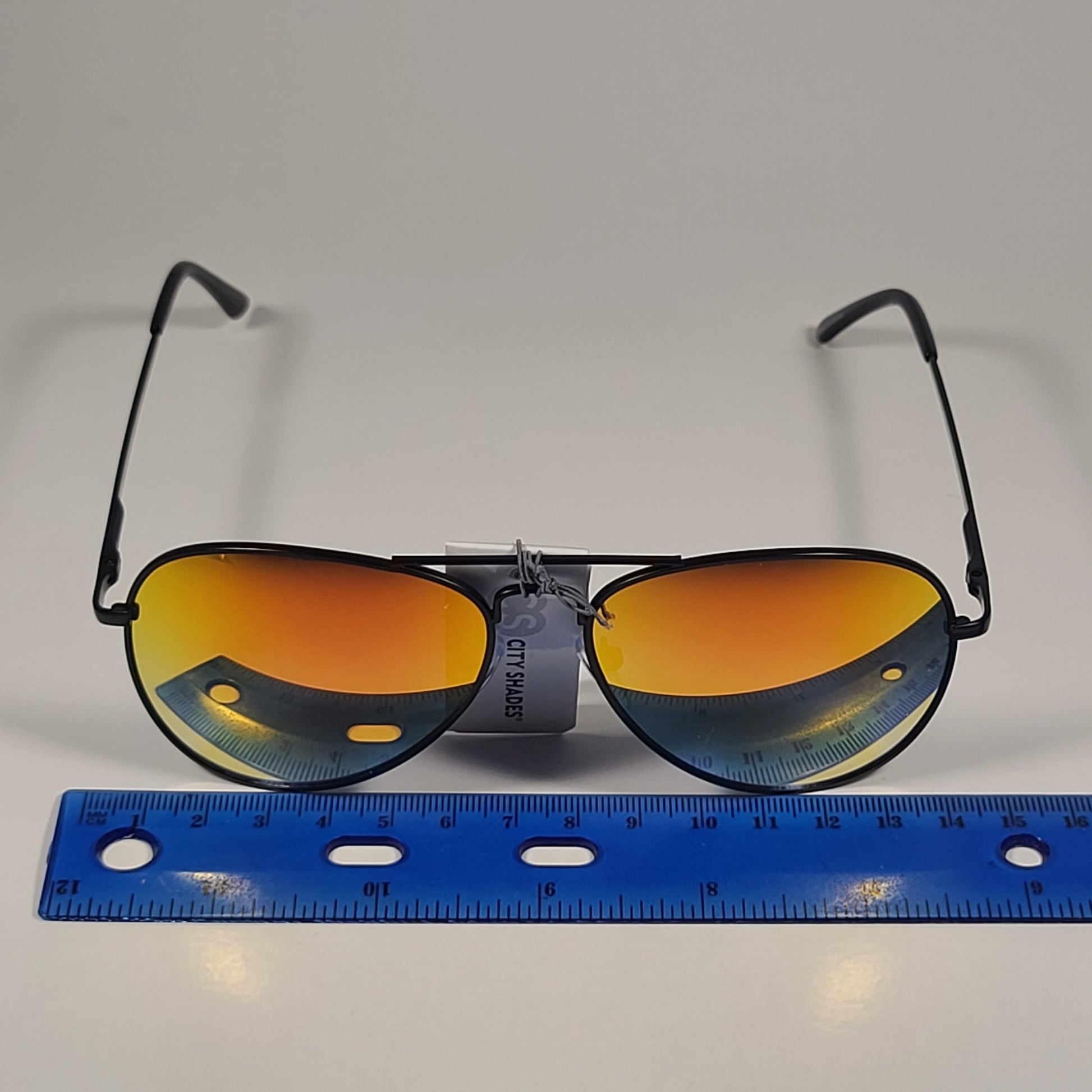 City Shades 6752-72 Pilot Sunglasses Black Frame Orange Mirror Lens - Sunglasses