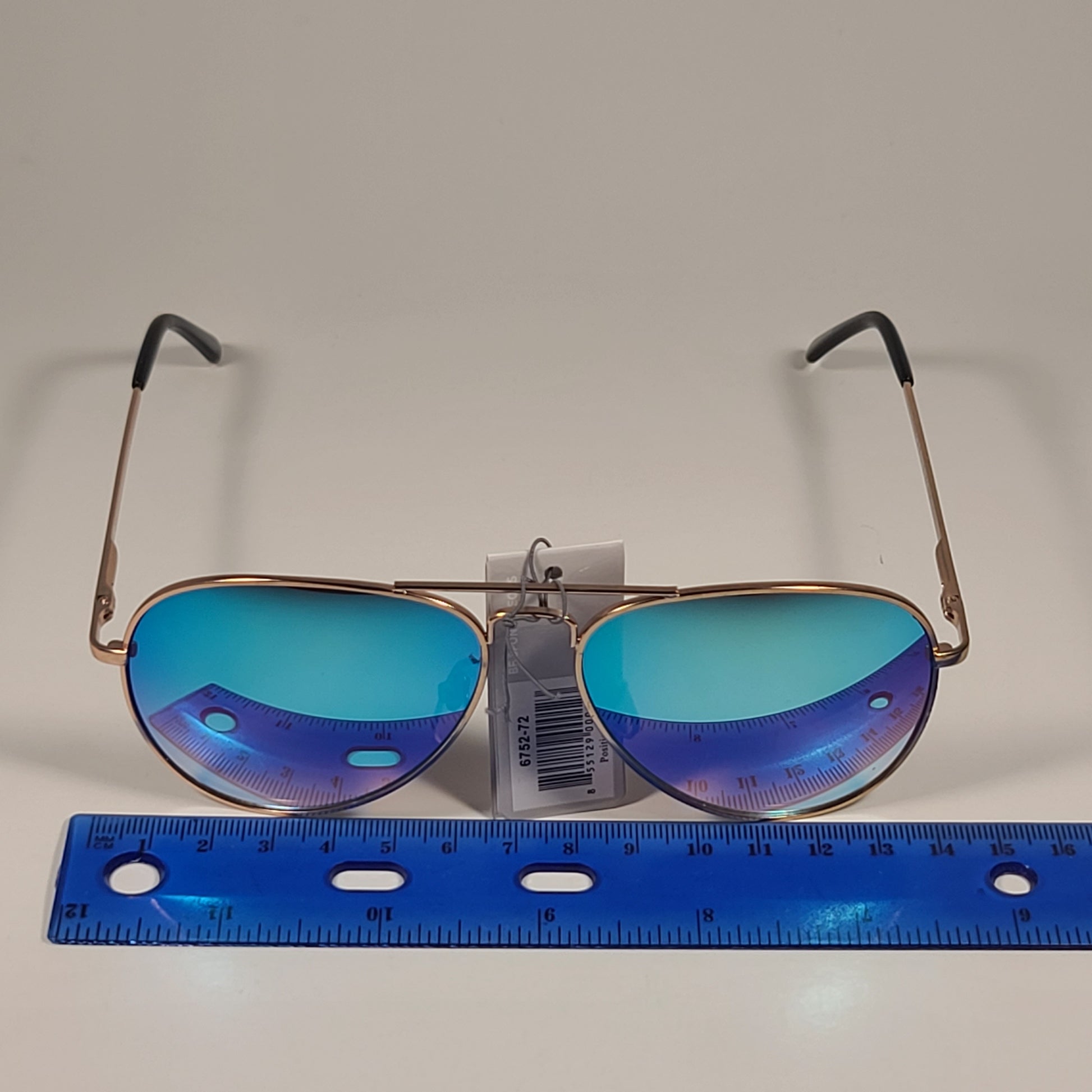 City Shades 6752-72 Pilot Sunglasses Gold Frame Blue Aqua Mirror Lens - Sunglasses