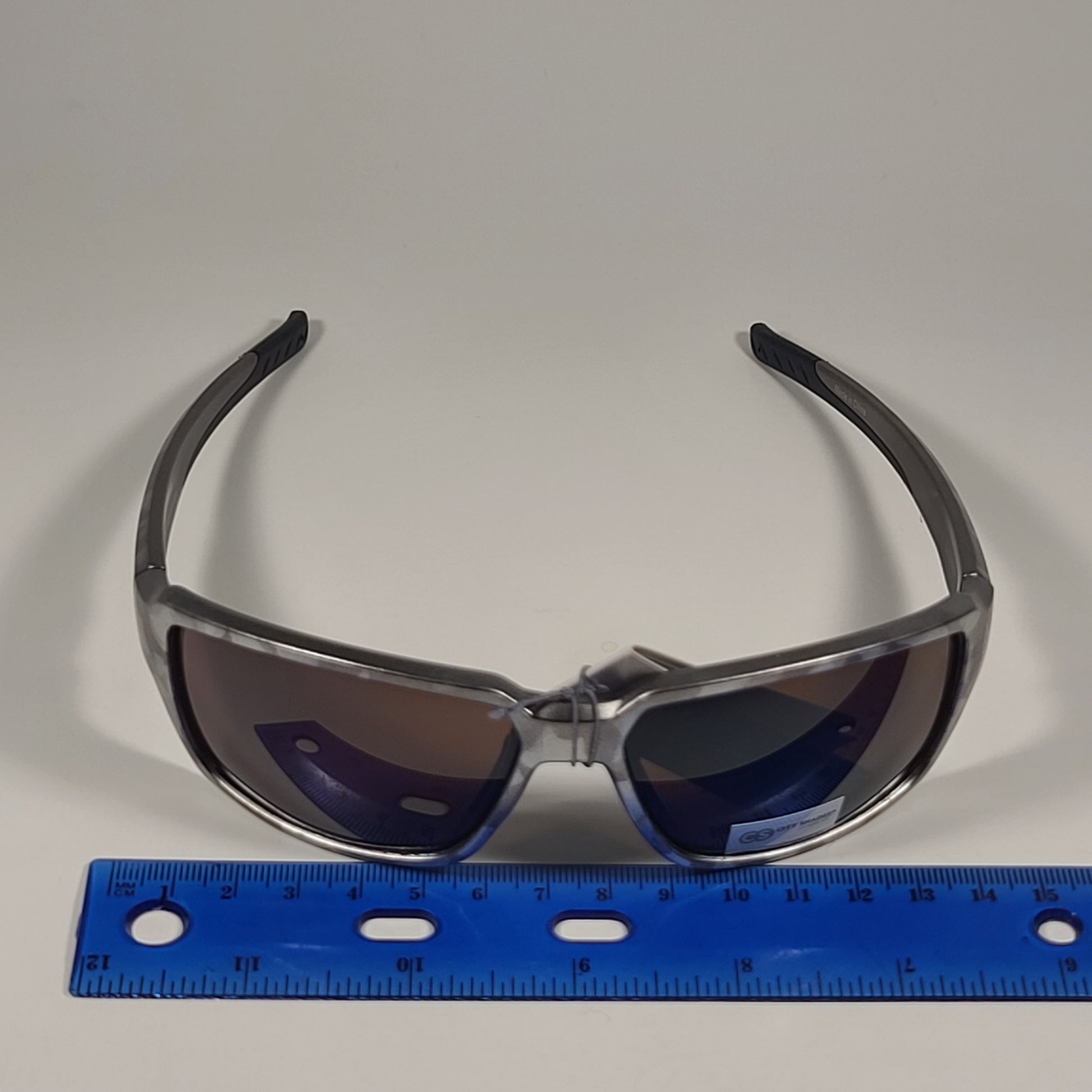 City Shades 6258 Sport Wrap Sunglasses Silver Gray Camo Frame Brown Tinted Lens - Sunglasses