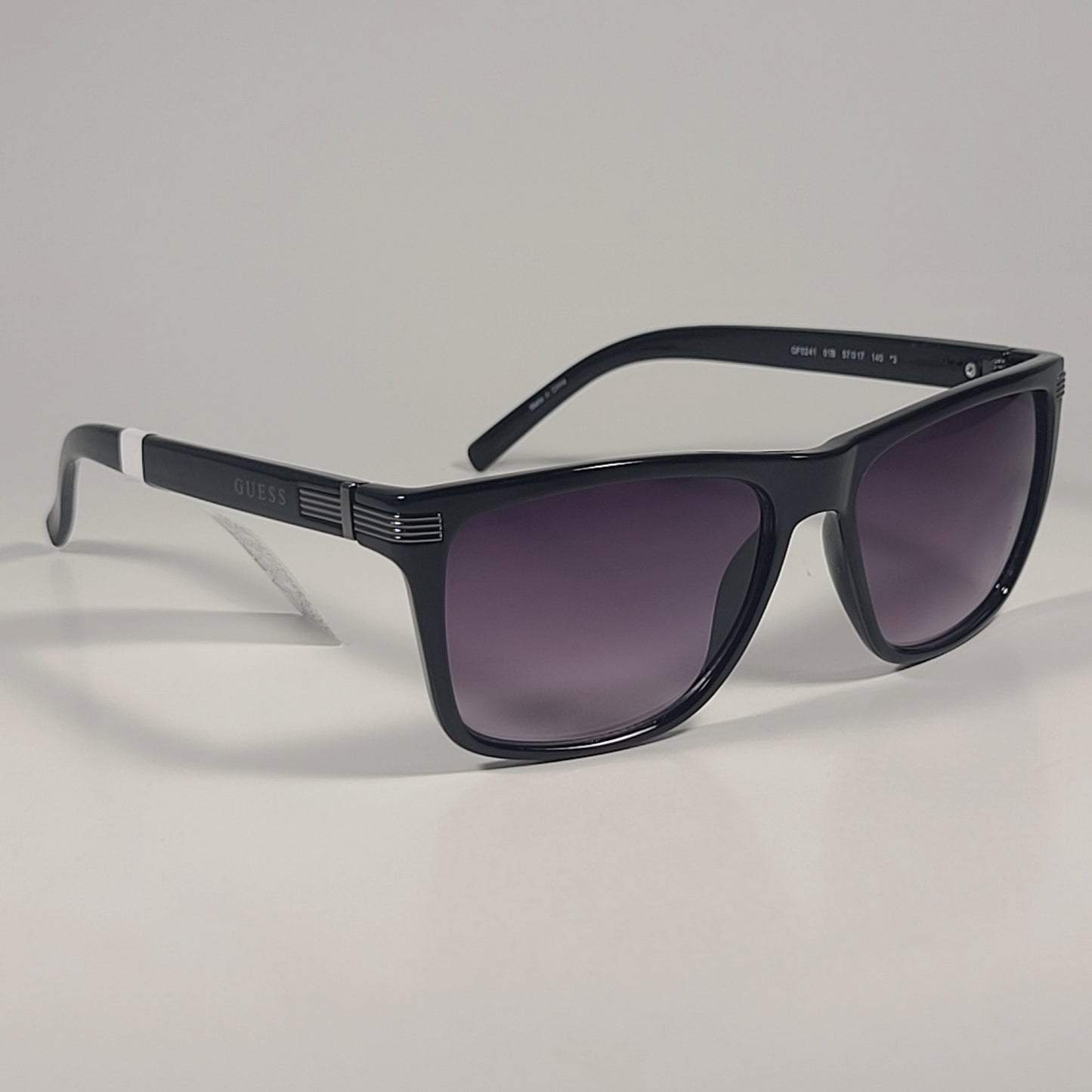 Guess GF0241 01B Square Sunglasses Black Frame Smoke Gradient Lens 57mm - Sunglasses