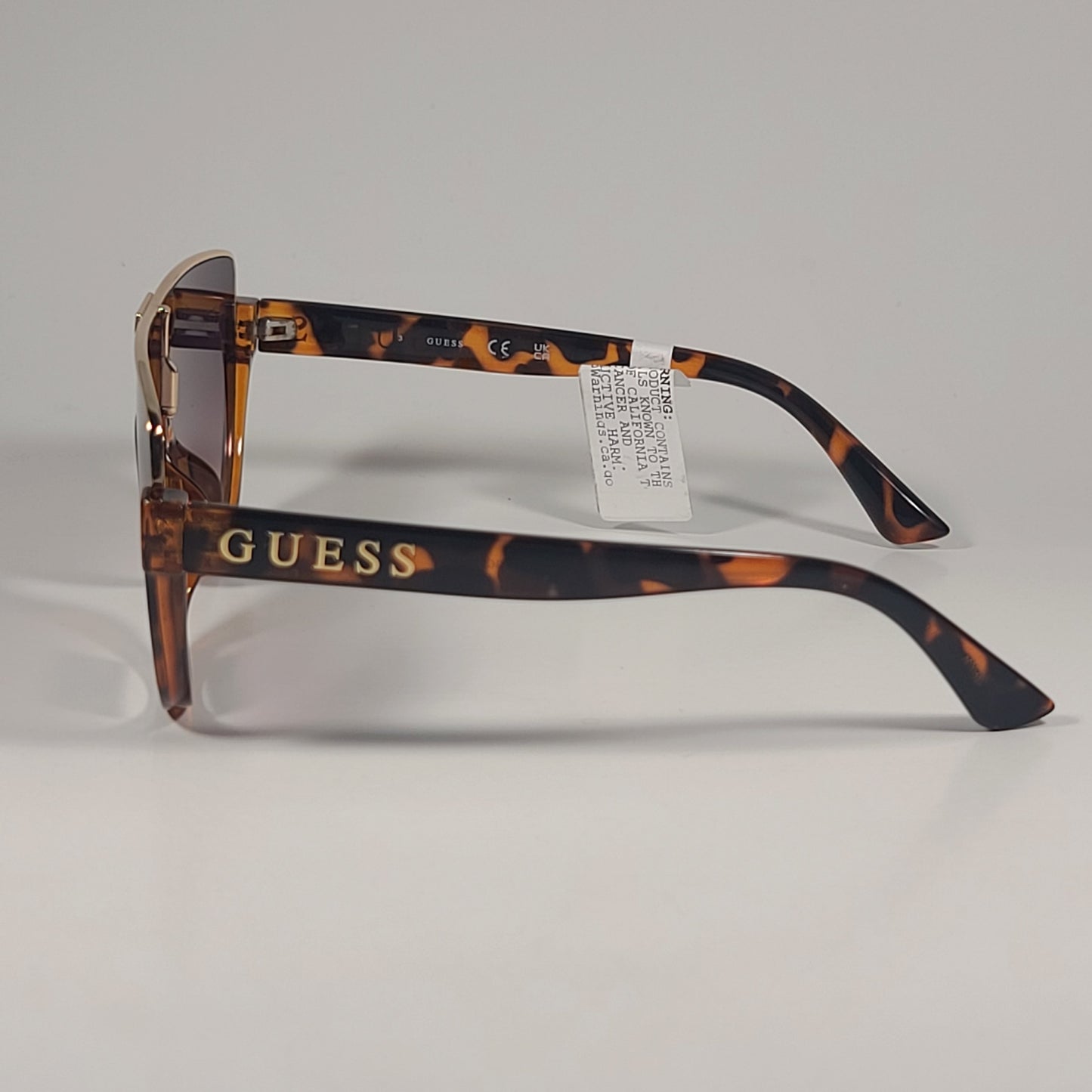 Guess GO00033 52F Shield Sunglasses Brown Tortoise Gold Frame Brown Gradient Lens - Sunglasses