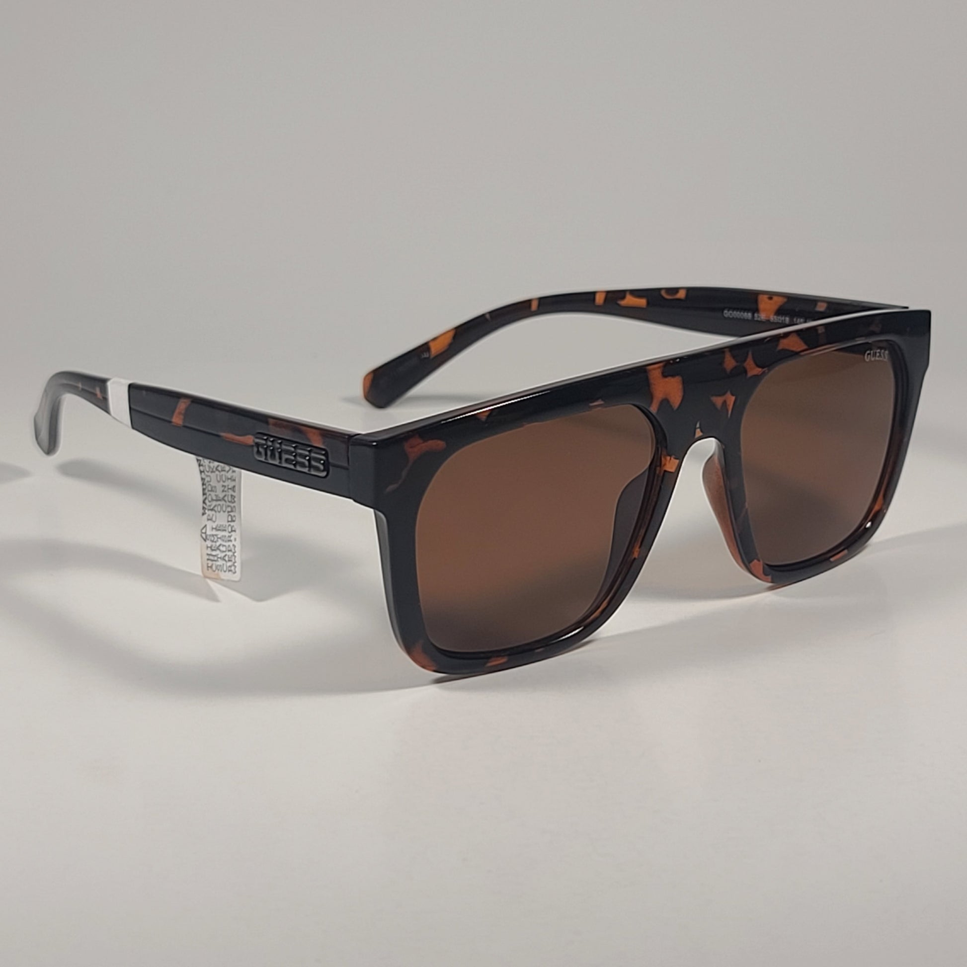 Guess GO00068 52E Square Sunglasses Brown Tortoise Frame Brown Lens 55mm - Sunglasses