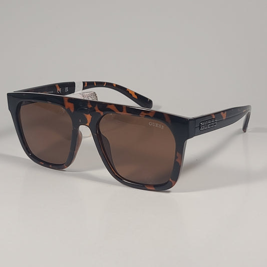 Guess GO00068 52E Square Sunglasses Brown Tortoise Frame Brown Lens 55mm - Sunglasses