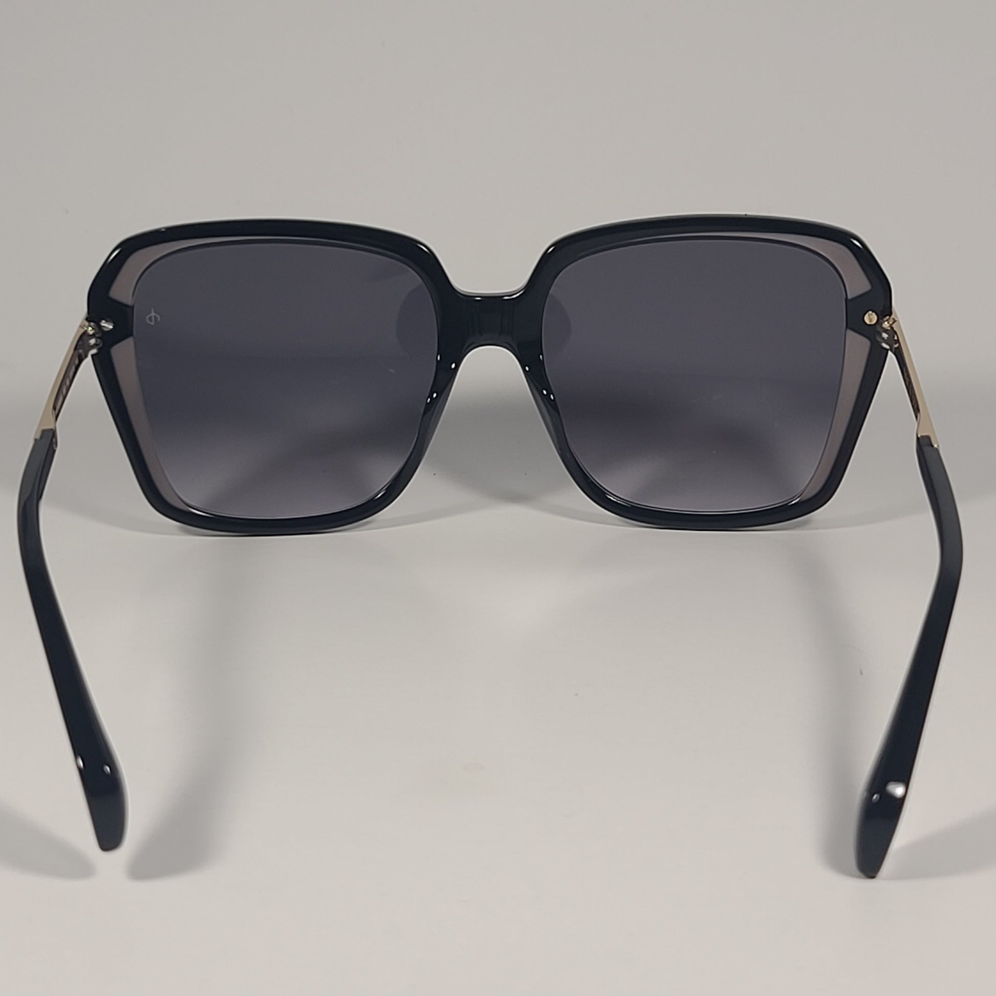 RAG & BONE RNB1059/G/S 807 9O Square Sunglasses Black Gold Gray Gradient Lens - Sunglasses