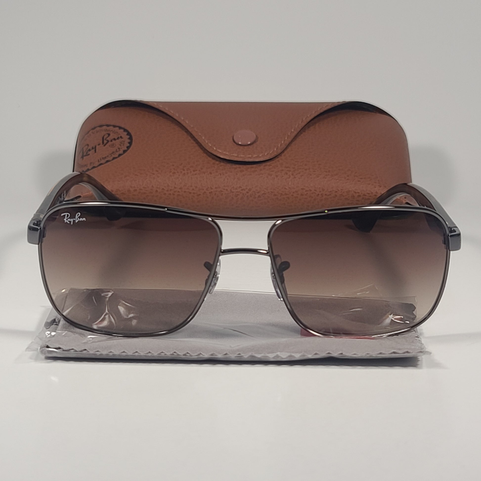 Ray-Ban Navigator Sunglasses Gunmetal Brown Gradient Rectangle Lens RB3516 004/13 - Sunglasses