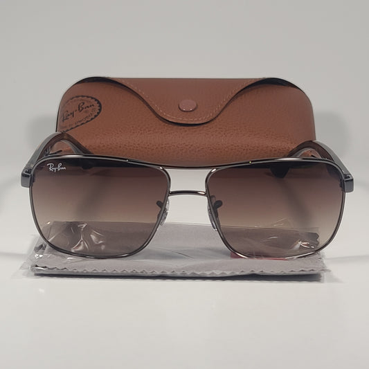 Ray-Ban Navigator Sunglasses Gunmetal Brown Gradient Rectangle Lens RB3516 004/13 - Sunglasses