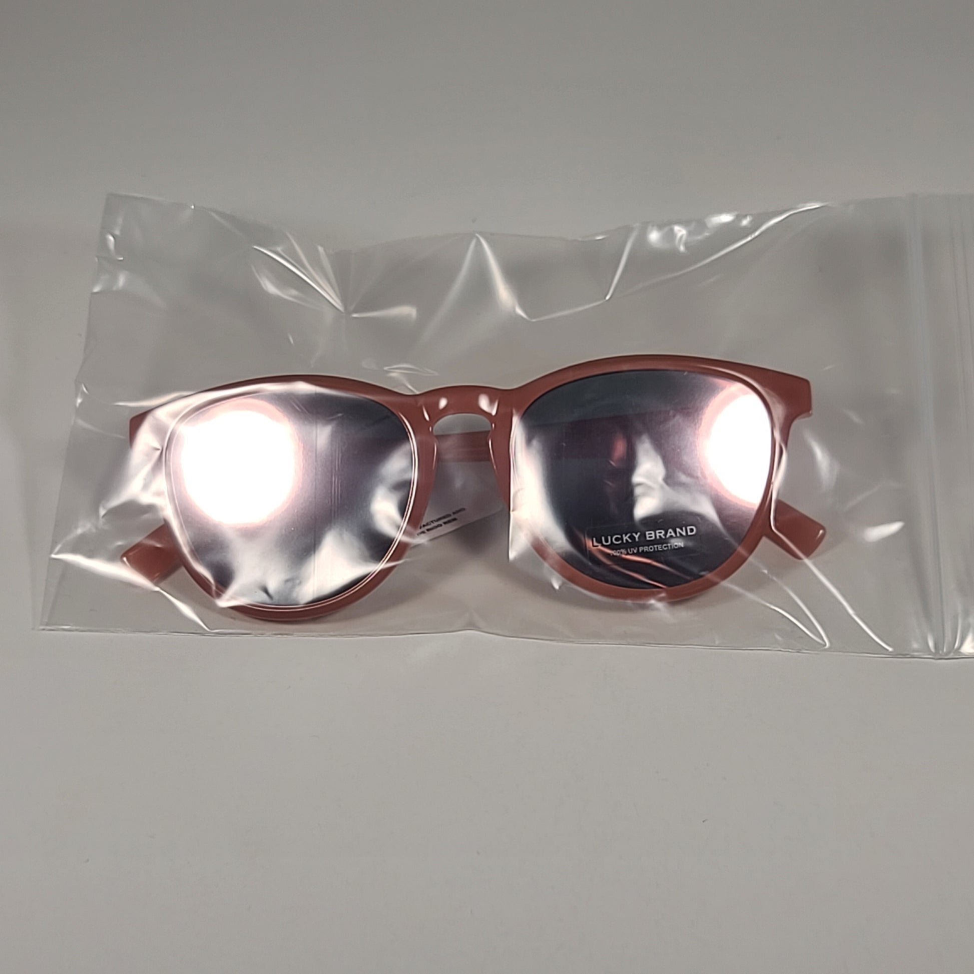 Lucky Brand SLBD118 PINK Round Sunglasses Pink Frame Pink Flash Mirror Lens - Sunglasses