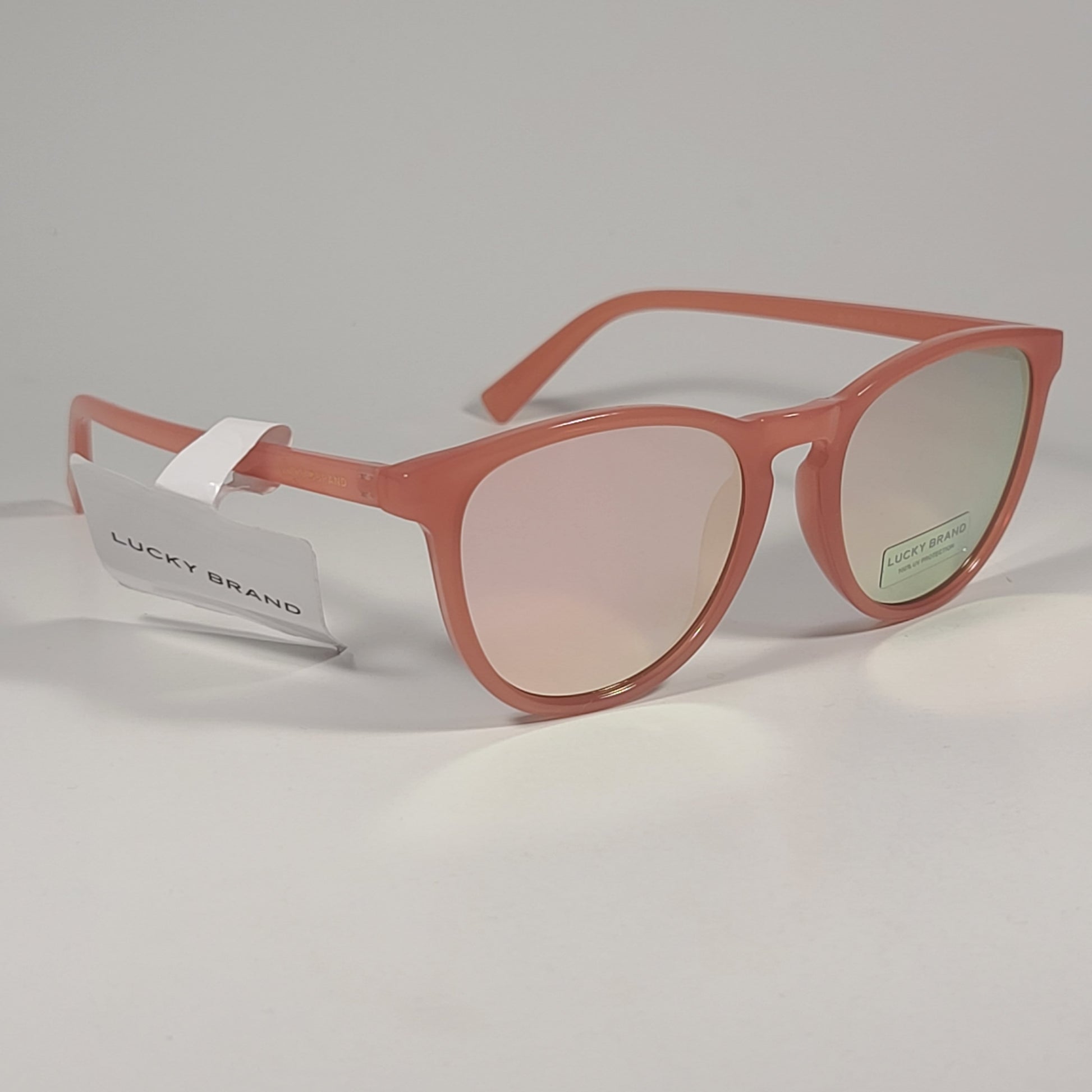 Lucky Brand SLBD118 PINK Round Sunglasses Pink Frame Pink Flash Mirror Lens - Sunglasses