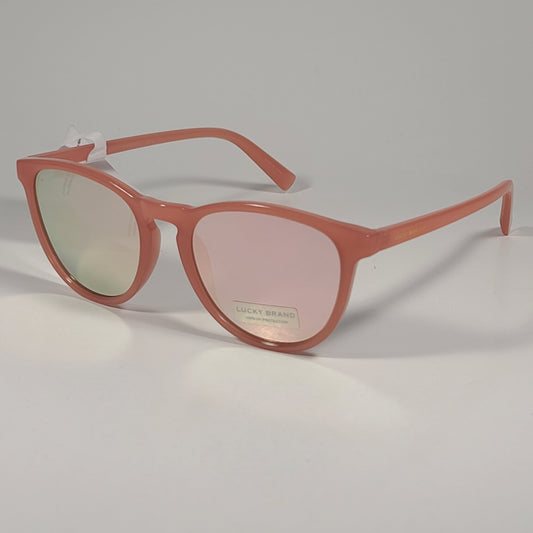 Lucky Brand SLBD118 PINK Round Sunglasses Pink Frame Pink Flash Mirror Lens - Sunglasses